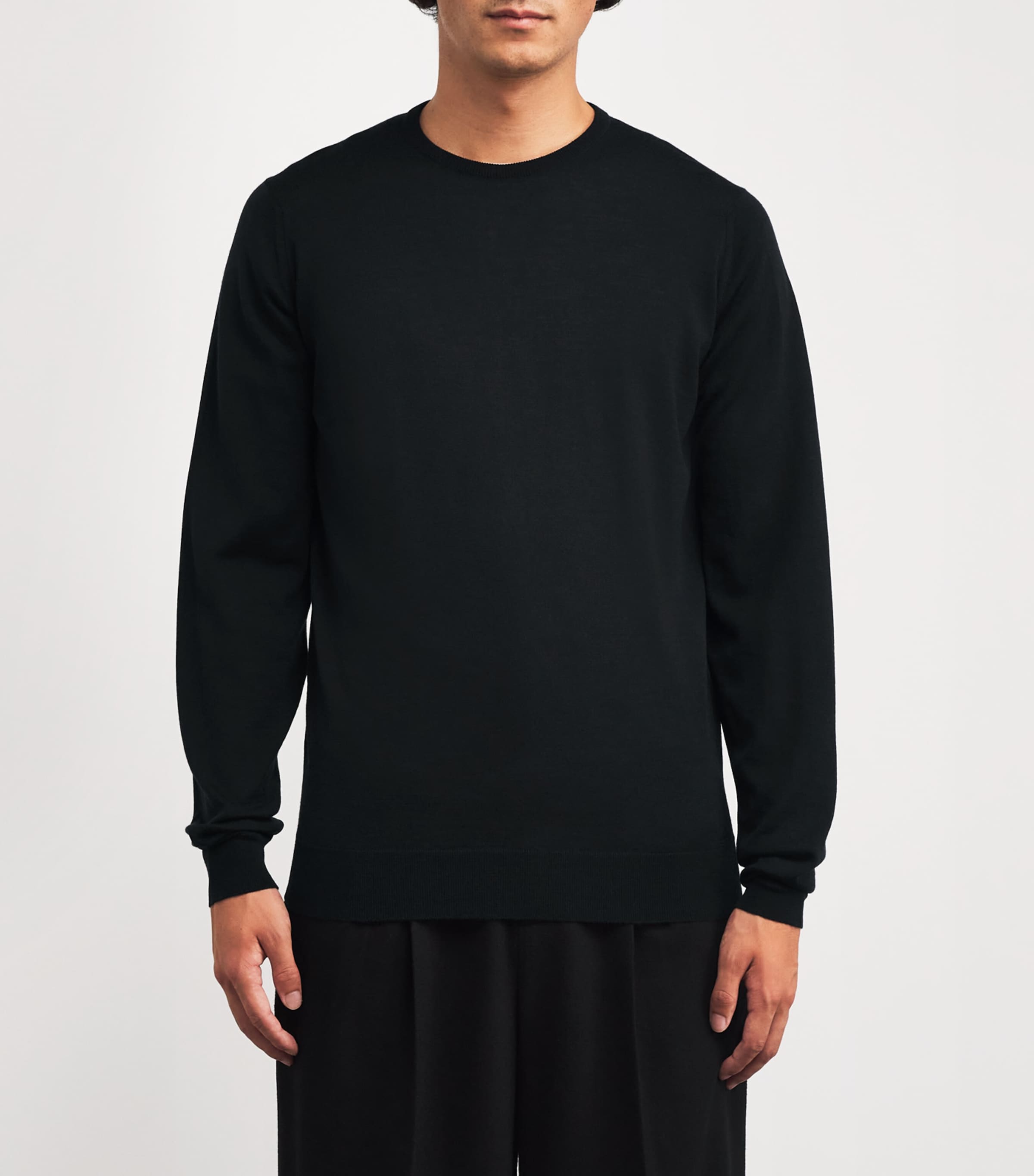 Extra Fine Merino Wool Sweater BLACK Image 3