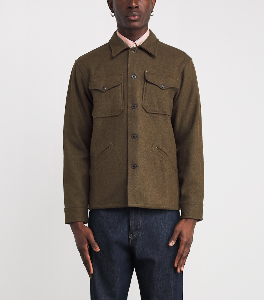 Double RL Wool-Blend Overshirt DARK GREEN Image 3