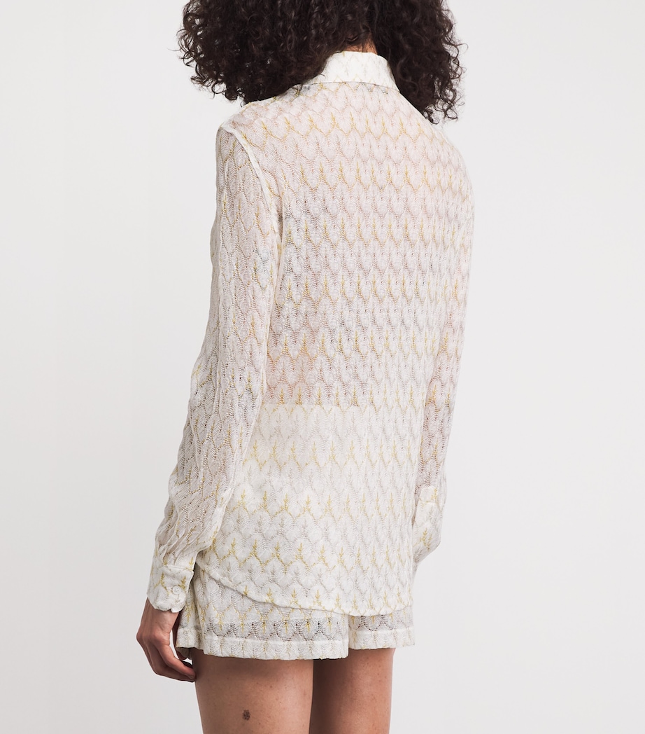 Missoni Womens Crochet Zigzag Shirt White /gold Image 5