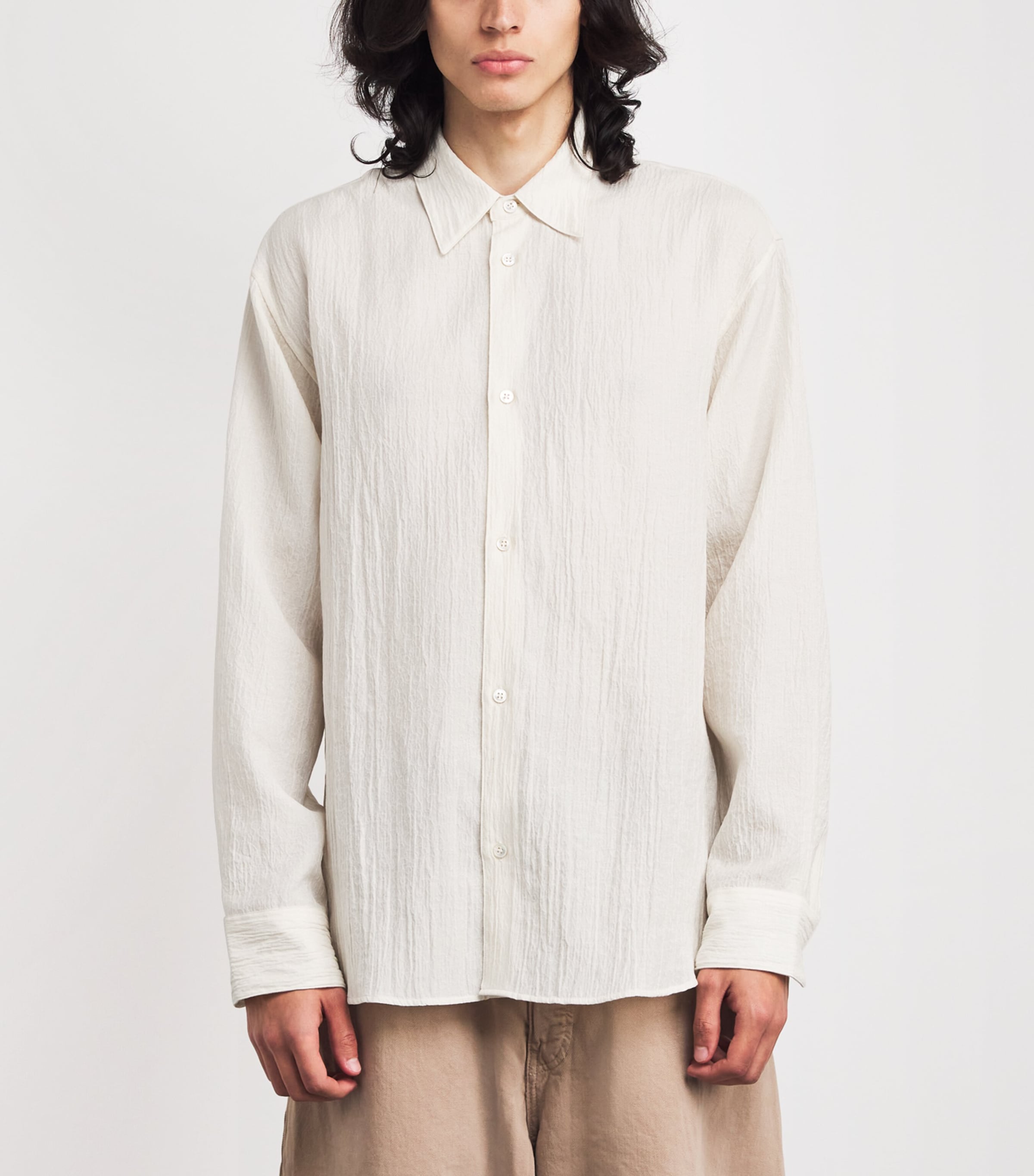 Cotton-Blend Oversized View Shirt MILK Image 3