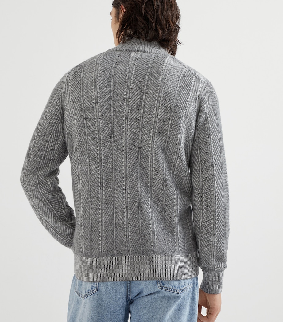 Cashmere Stitched-Detail Cardigan CQ543 Image 3