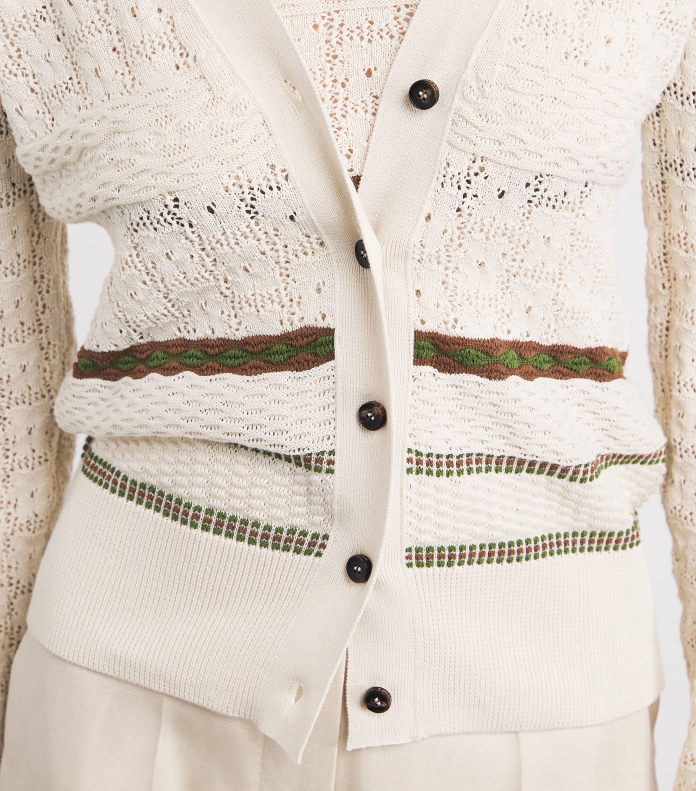 Cotton Stripe Cardigan BTG180 BUT/TOB/GRN Image 6