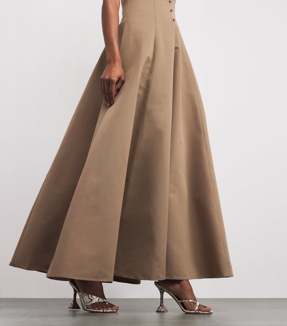Cotton-Blend Halterneck Stella Maxi Dress TAUP TAUPE Image 6