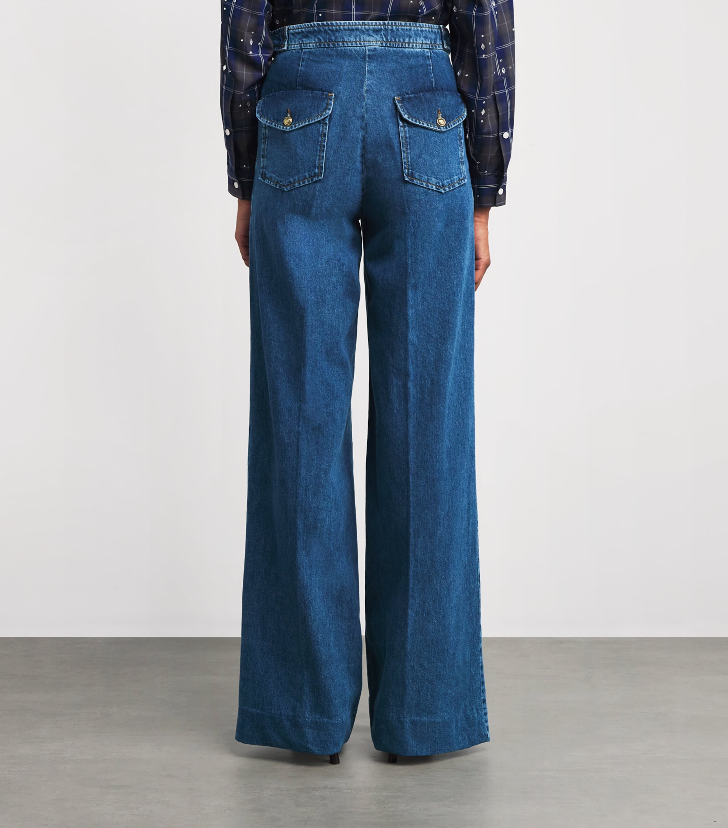 Button-Waist Wide-Leg Jeans BLUE JEAN Image 4