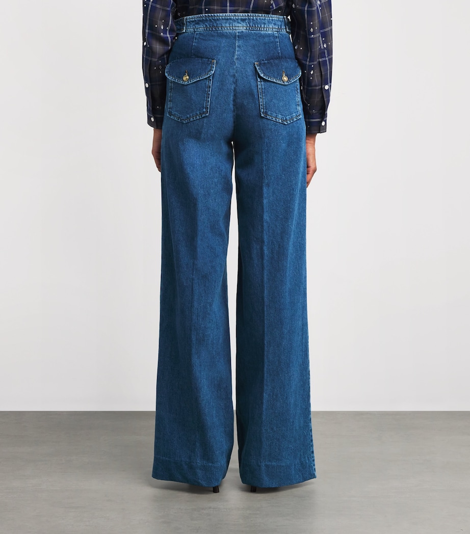 Button-Waist Wide-Leg Jeans BLUE JEAN Image 4