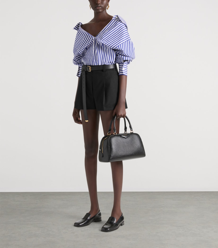 Cotton Stripe V-Neck Shirt ELECTRIC BLUE/WHITE Image 2