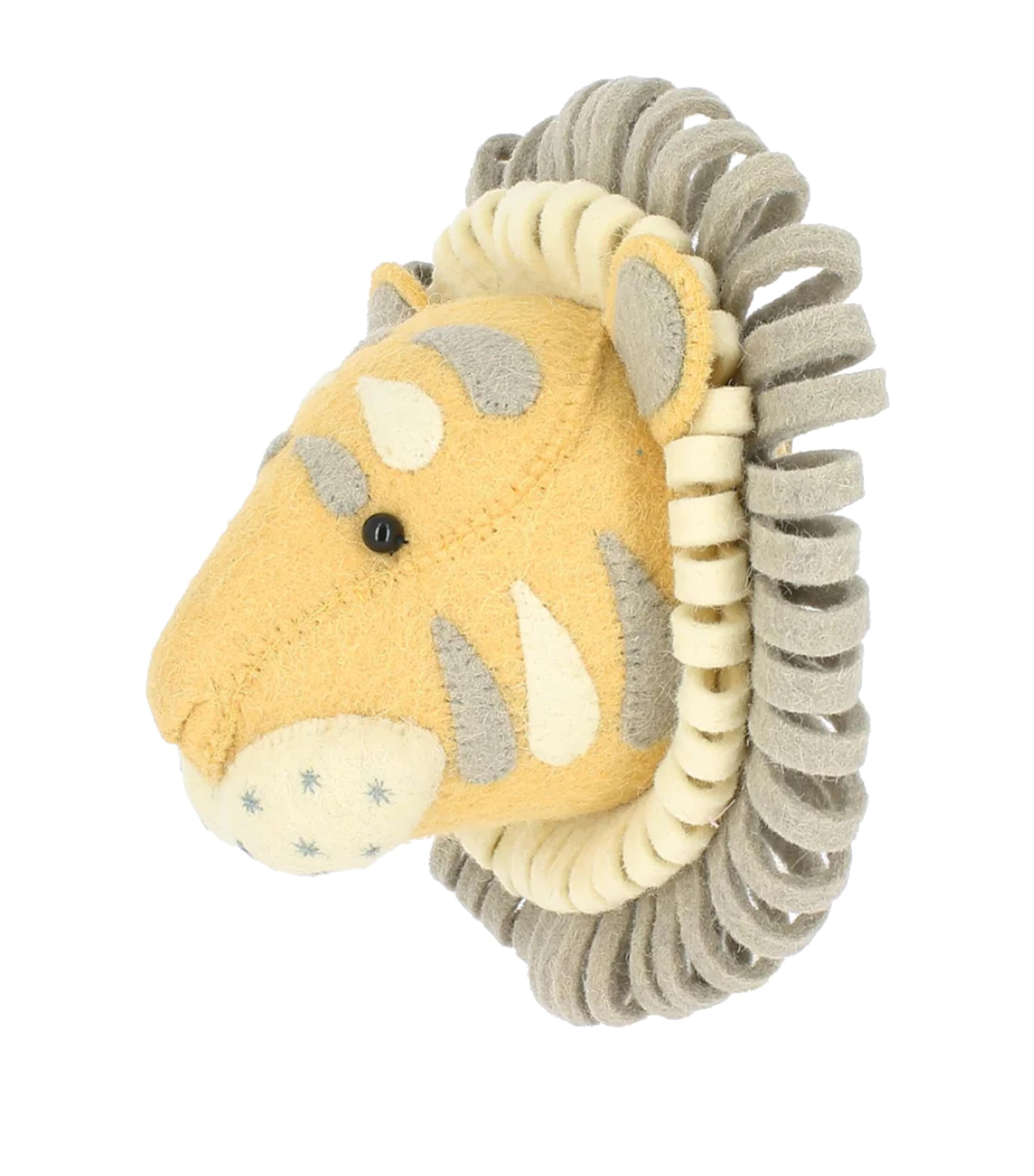 Mini Organic Wool Tiger Head Decoration (25cm) YELLOW Image 4