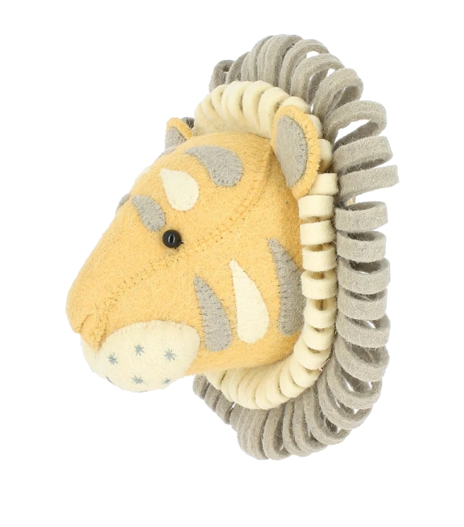 Mini Organic Wool Tiger Head Decoration (25cm) YELLOW Image 4
