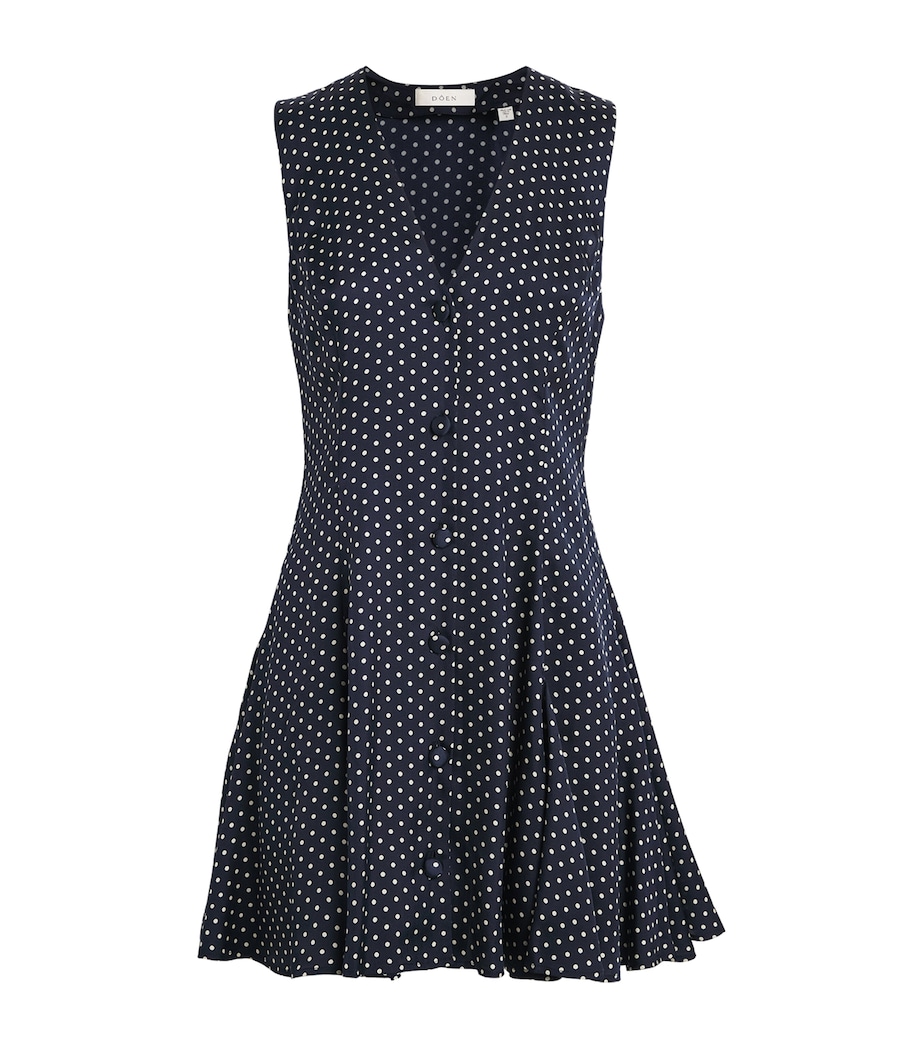 DÔEN Womens Silk-Blend Aubrey Mini Dress Hepburn Dot Image 1