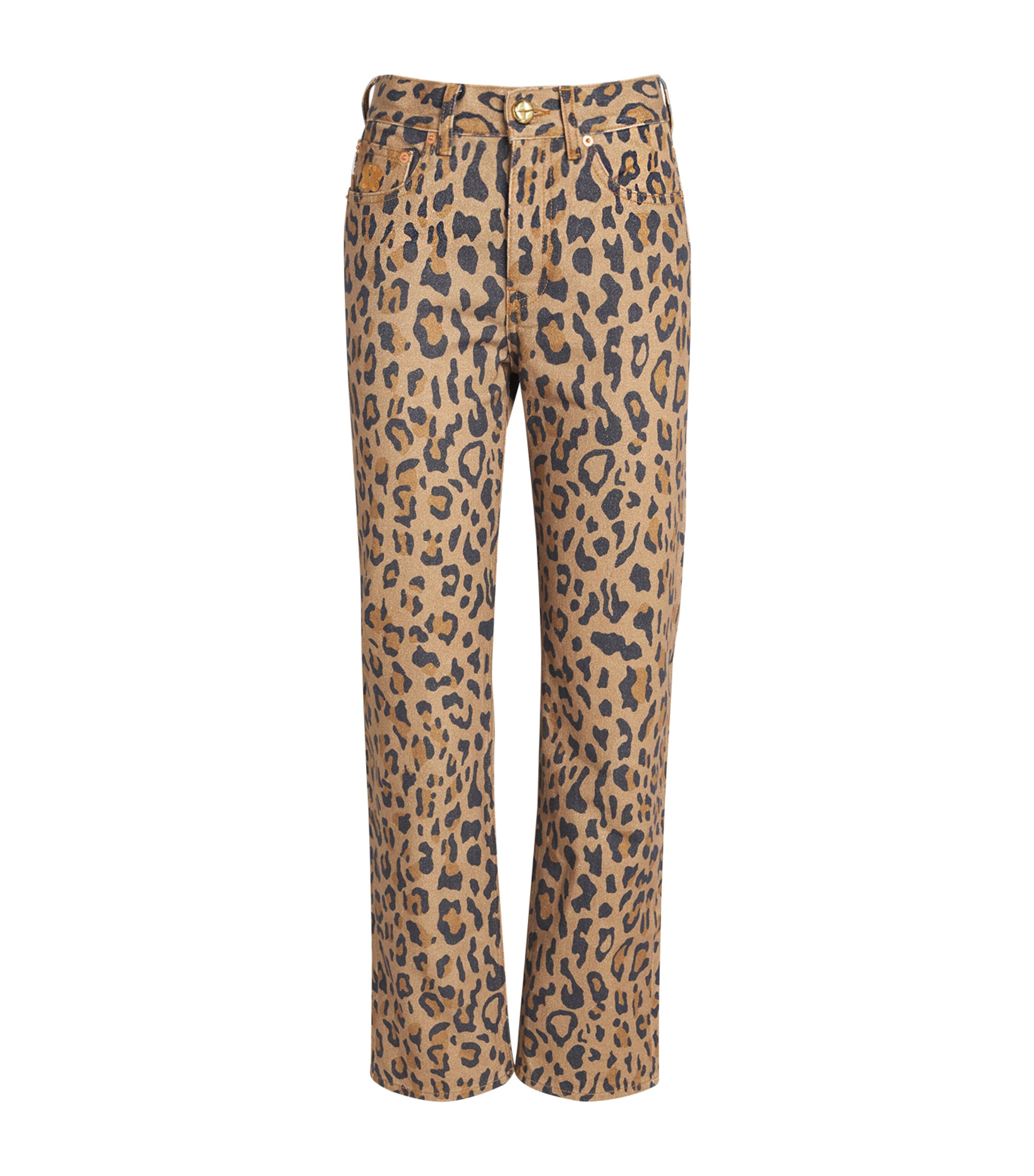 Simba Leopard Print High-Rise Jeans F000 CAMEL Image 1