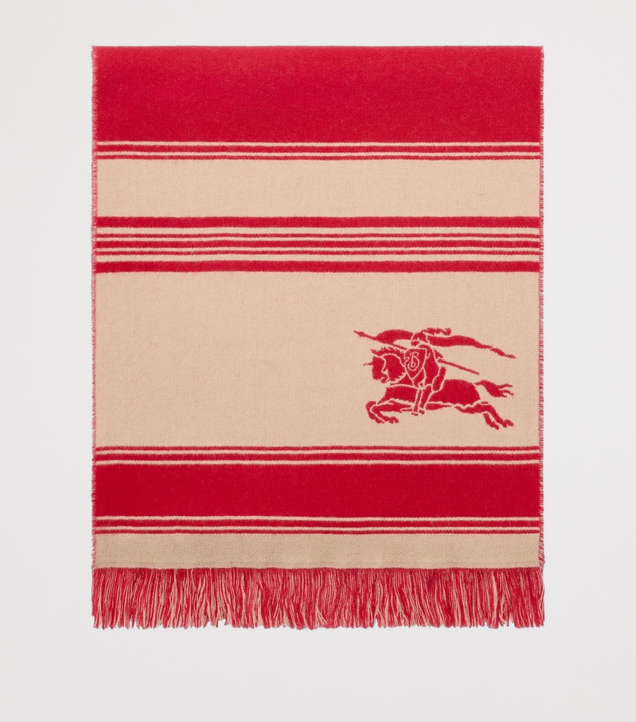Wool Stripe EKD Scarf CRAYON RED Image 2