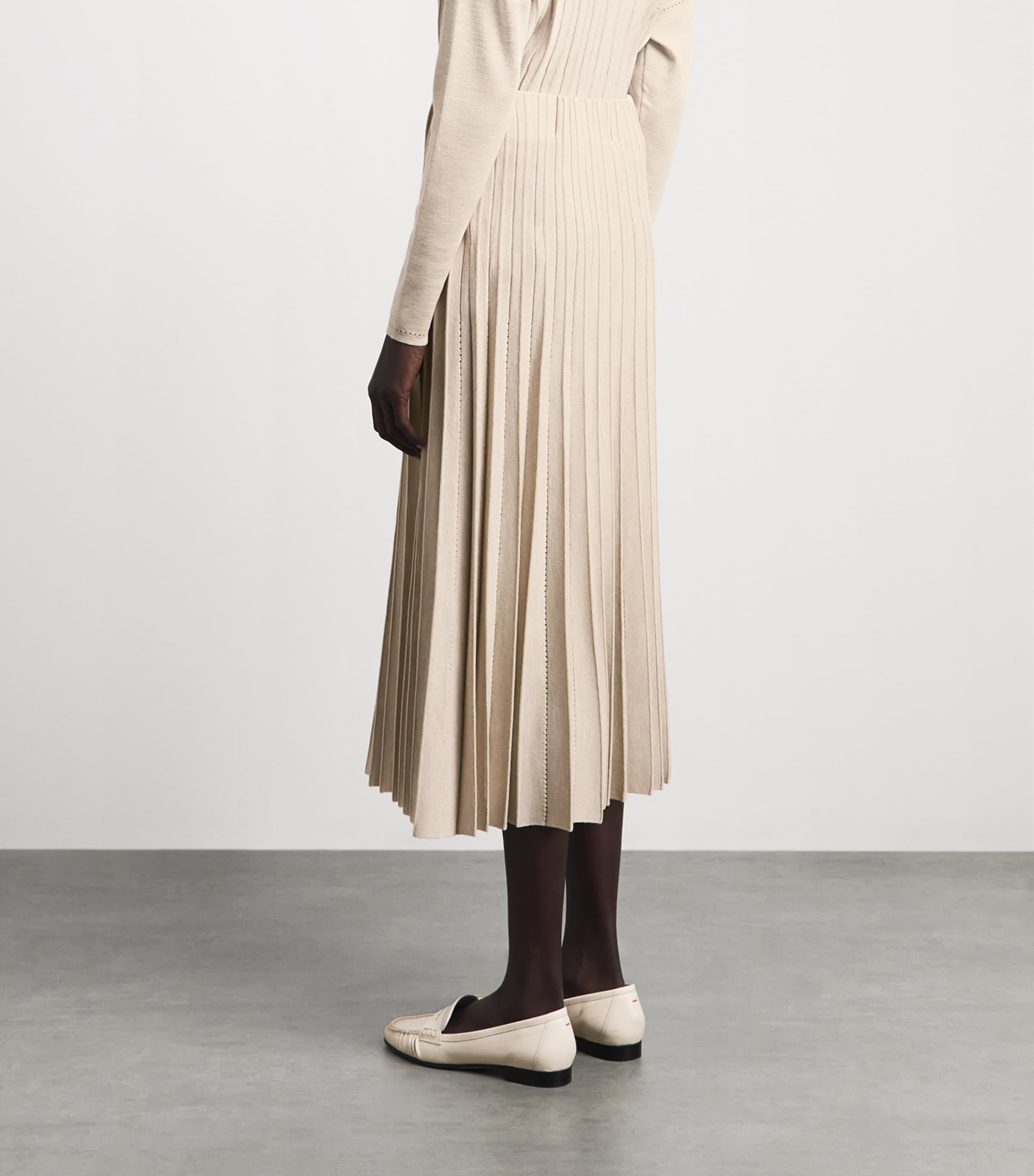 Agnona Womens Plissé Midi Skirt Beige Greige Image 5