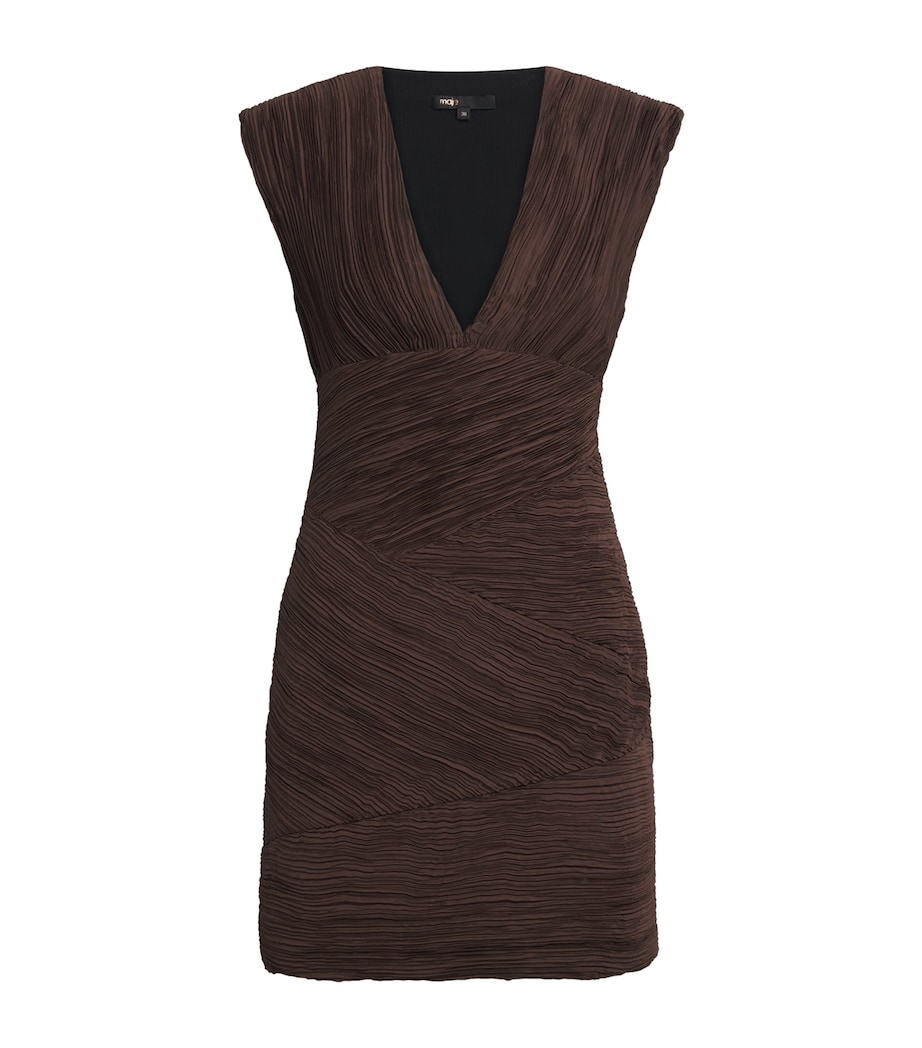 Pleated Mini Dress BROWN Image 1