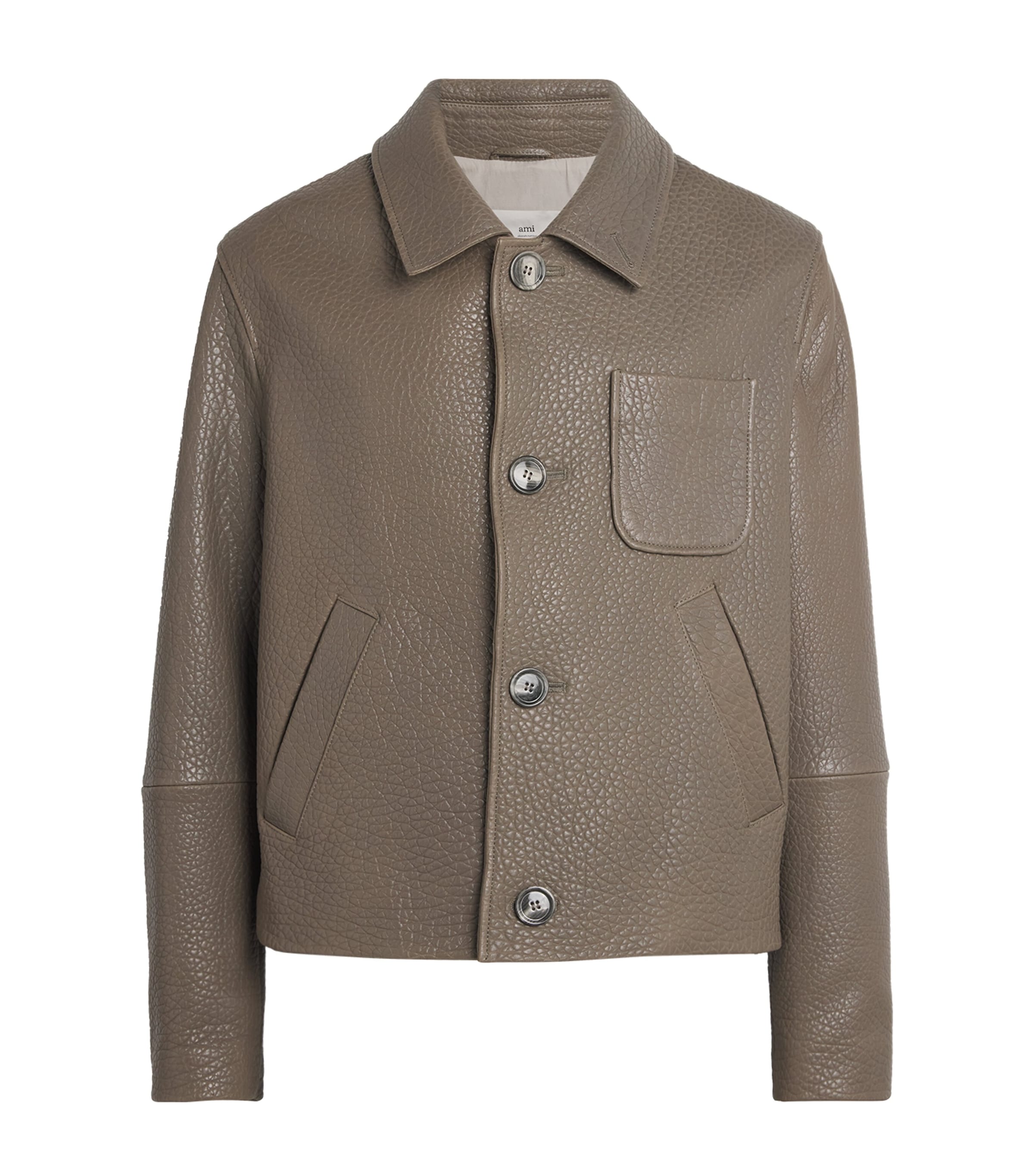 Grained Leather Shirt Jacket GRIS FUME/0953 Image 1