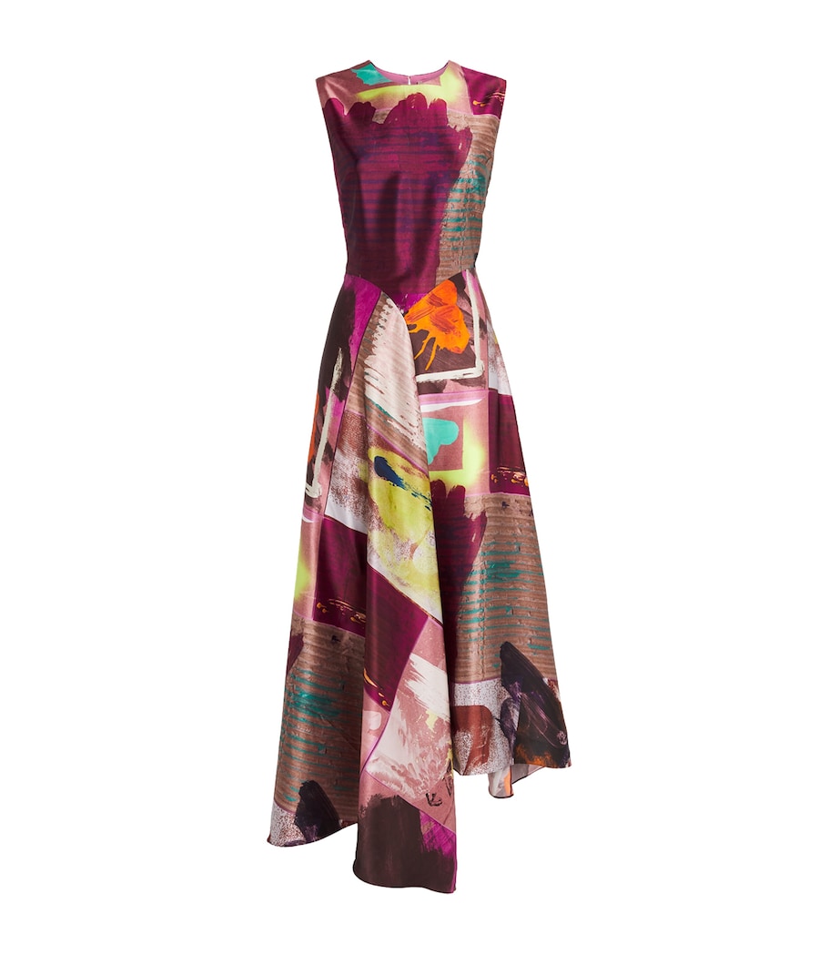 Silk Printed Lette Midi Dress LILAS PICTORIAL PRNT Image 1