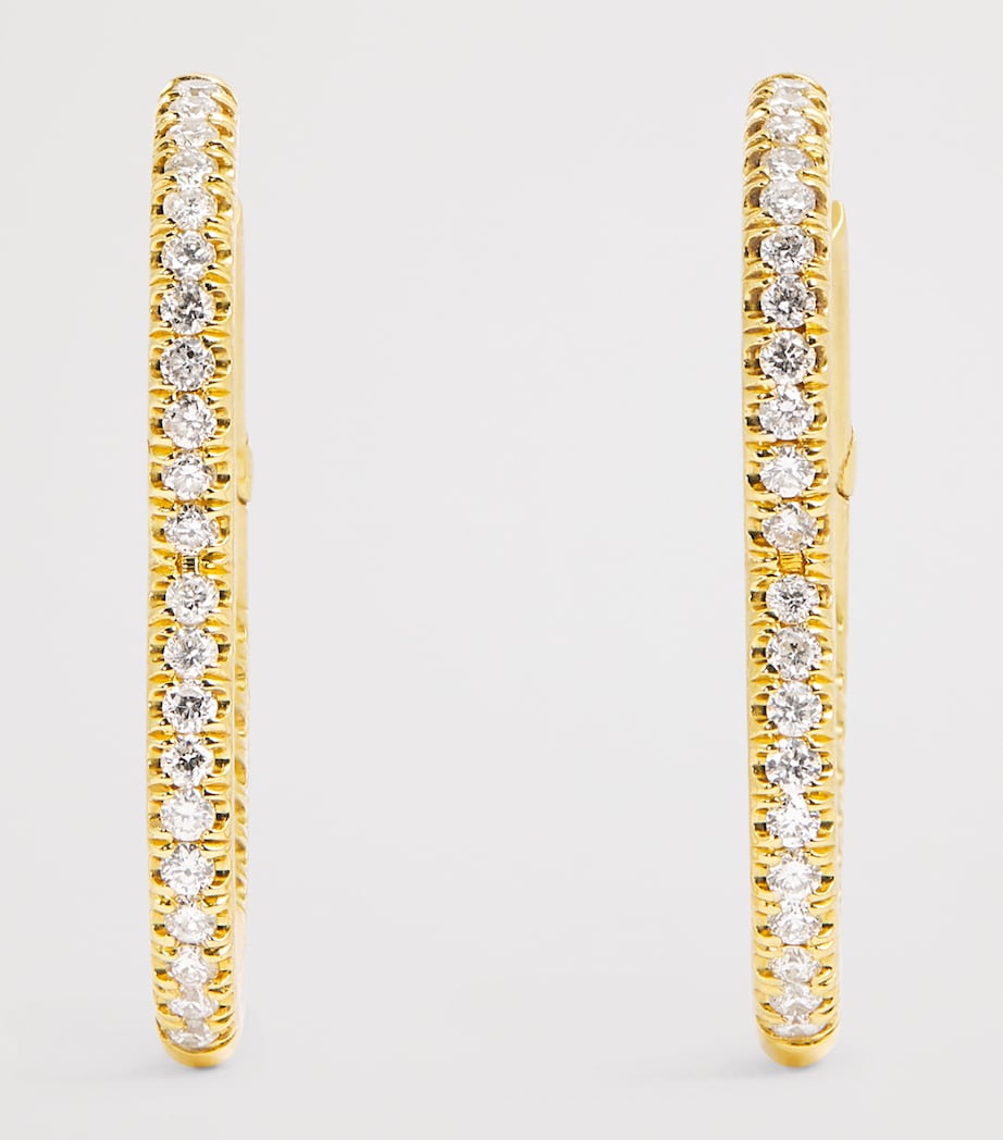 Yellow Gold and Diamond Edith Heart Hoop Earrings YELLOW GOLD Image 3