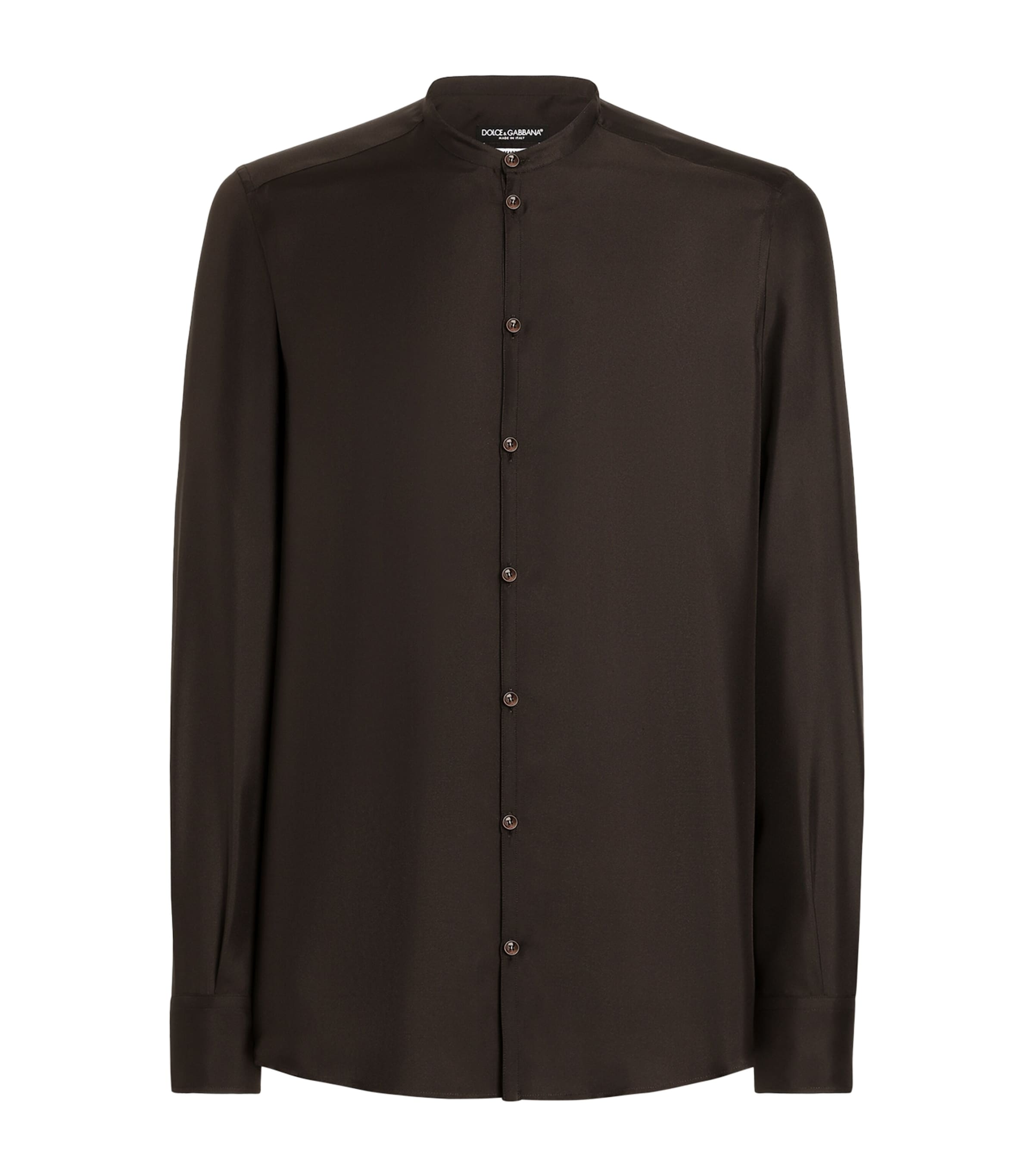 Dolce&Gabbana Mens Silk Shirt Brown Grey Image 1