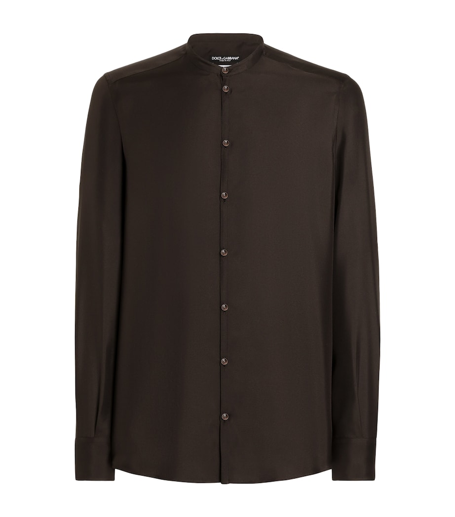 Dolce&Gabbana Mens Silk Shirt Brown Grey Image 1