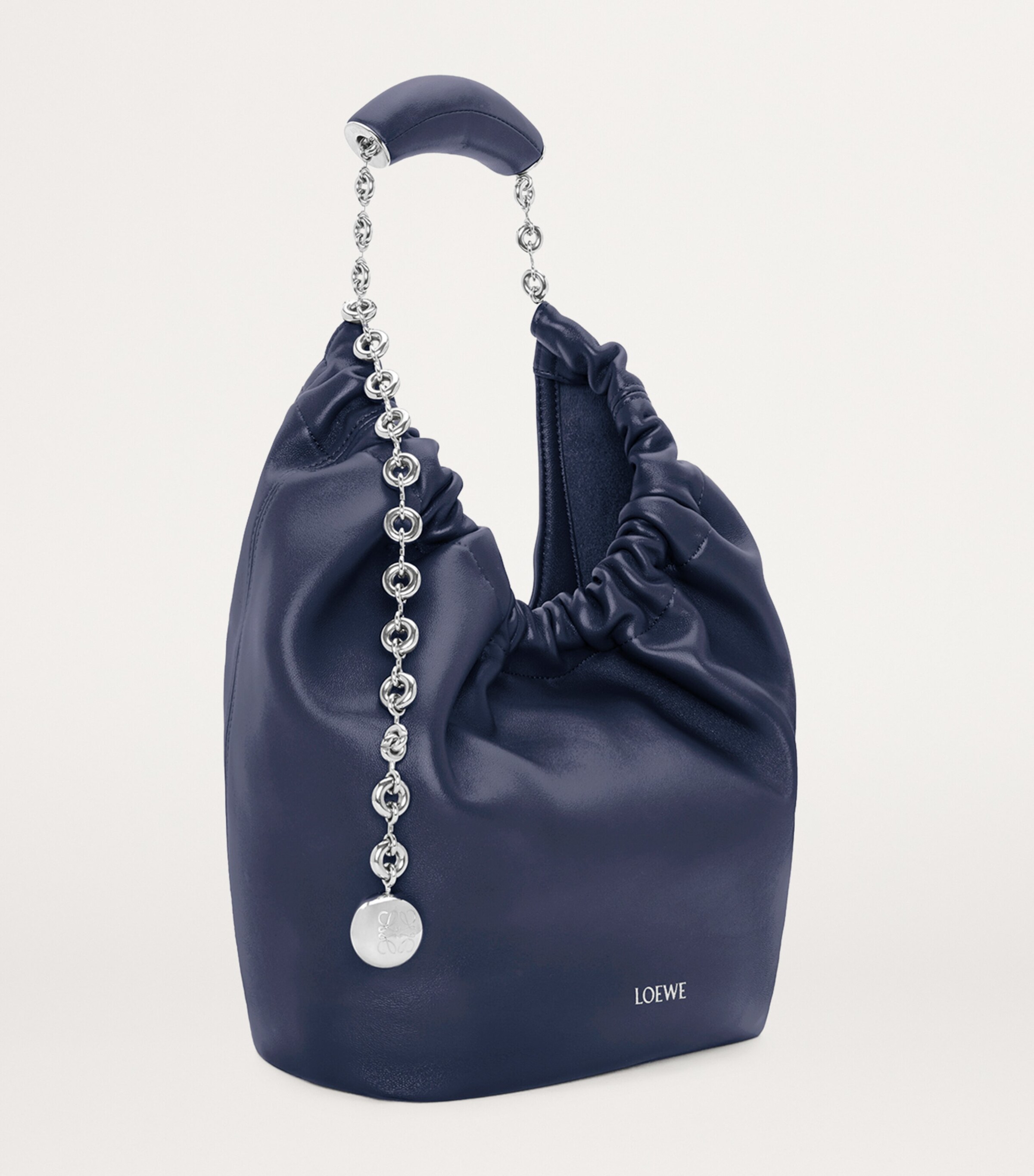 Small Leather Squeeze Top-Handle Bag ABYSS BLUE Image 3