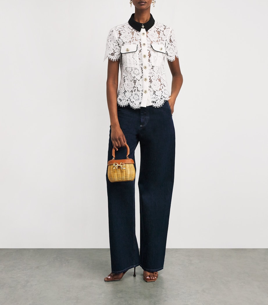 Lace Contrast-Collar Shirt WHITE Image 2