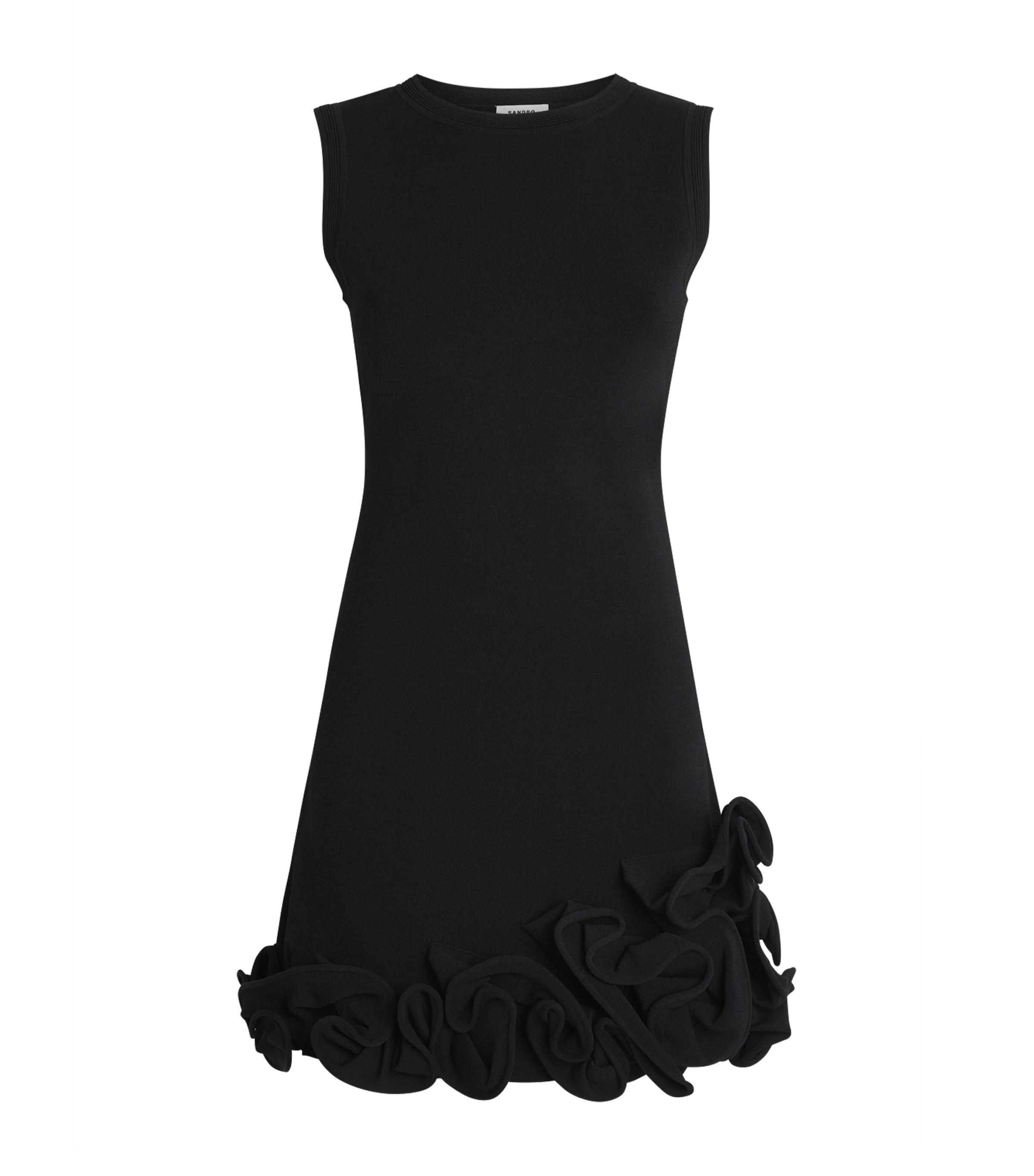 Sandro Paris Ruffle Hem Mini Dress In Black