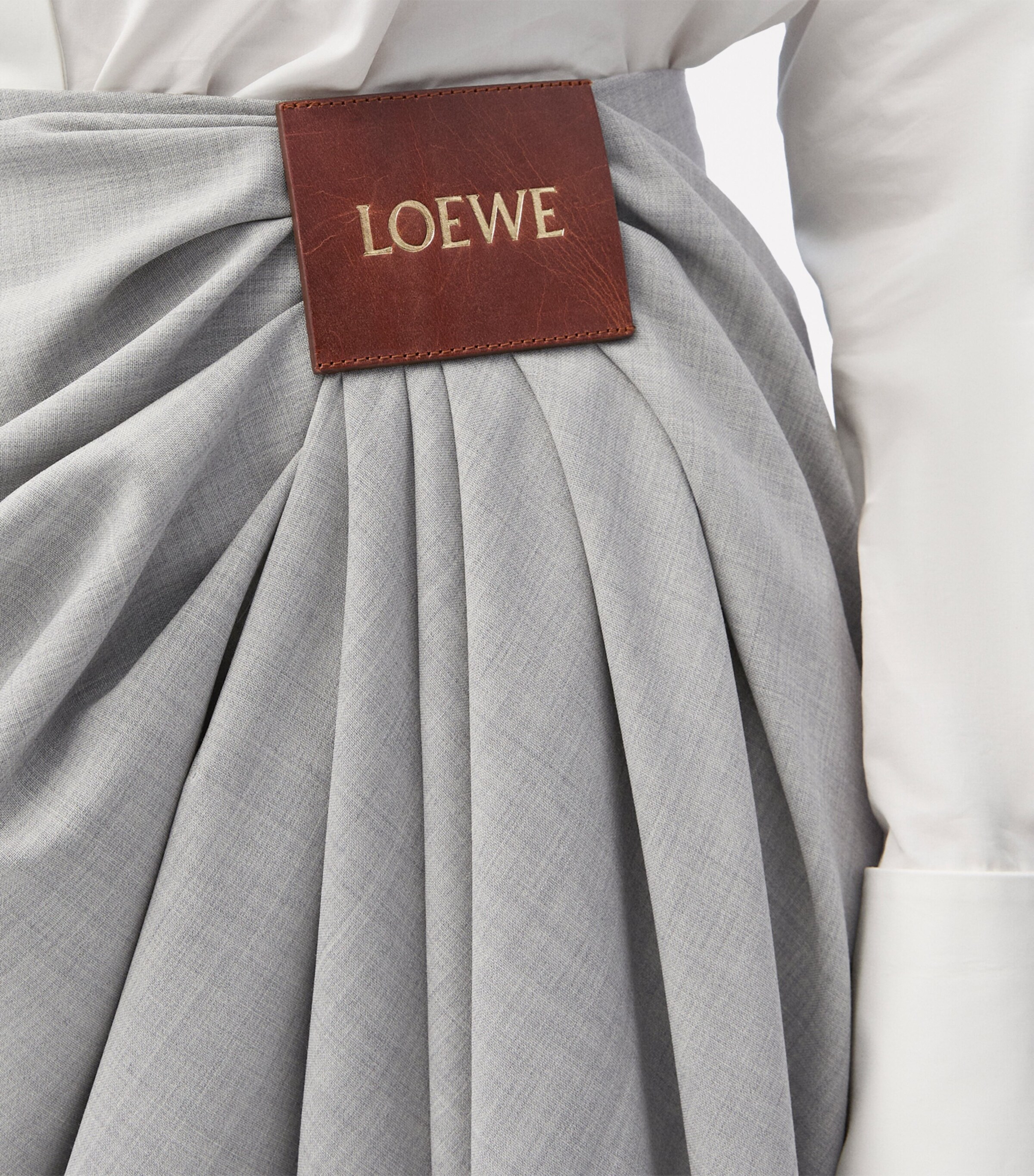 LOEWE Womens Wool Draped Trousers Light Grey Image 5