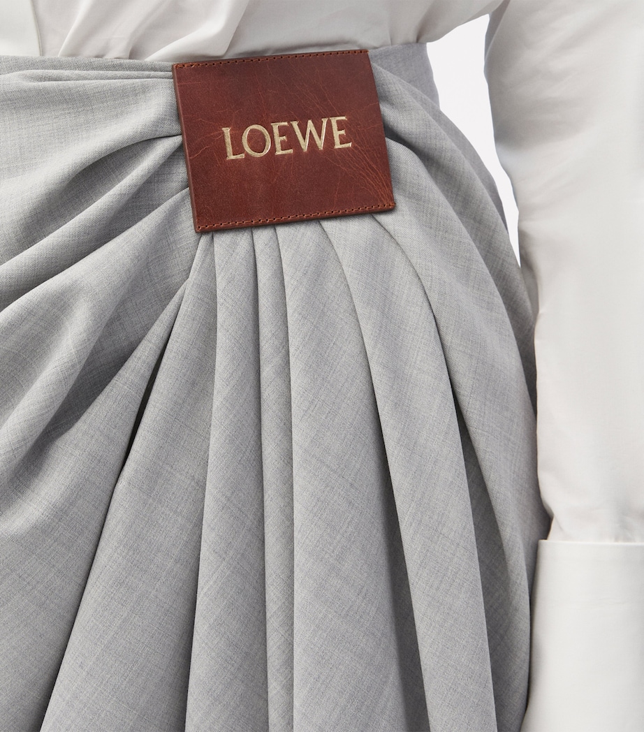 LOEWE Womens Wool Draped Trousers Light Grey Image 5