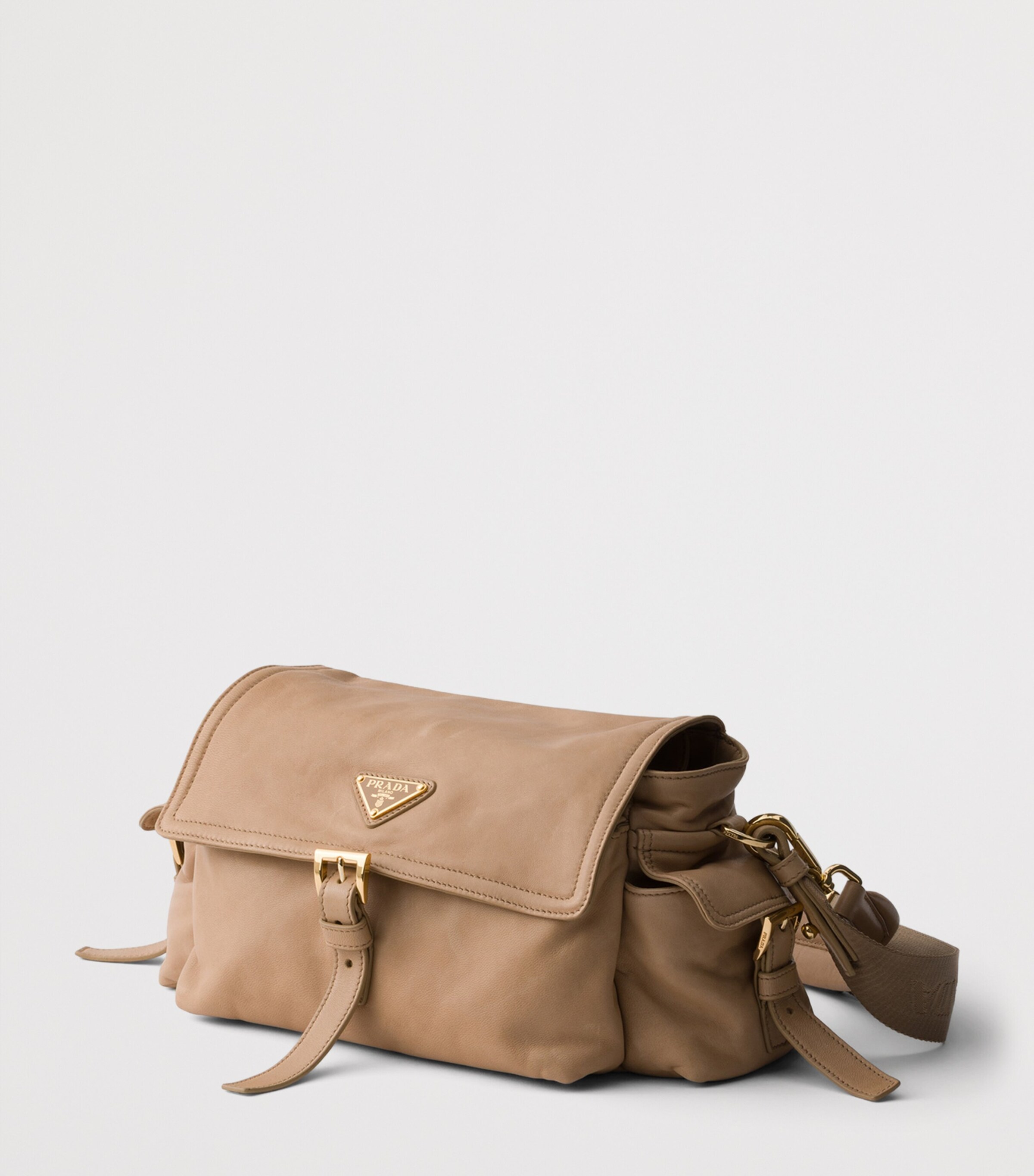 Prada Medium Nappa Lambskin Explore Shoulder Bag Neutral Image 4