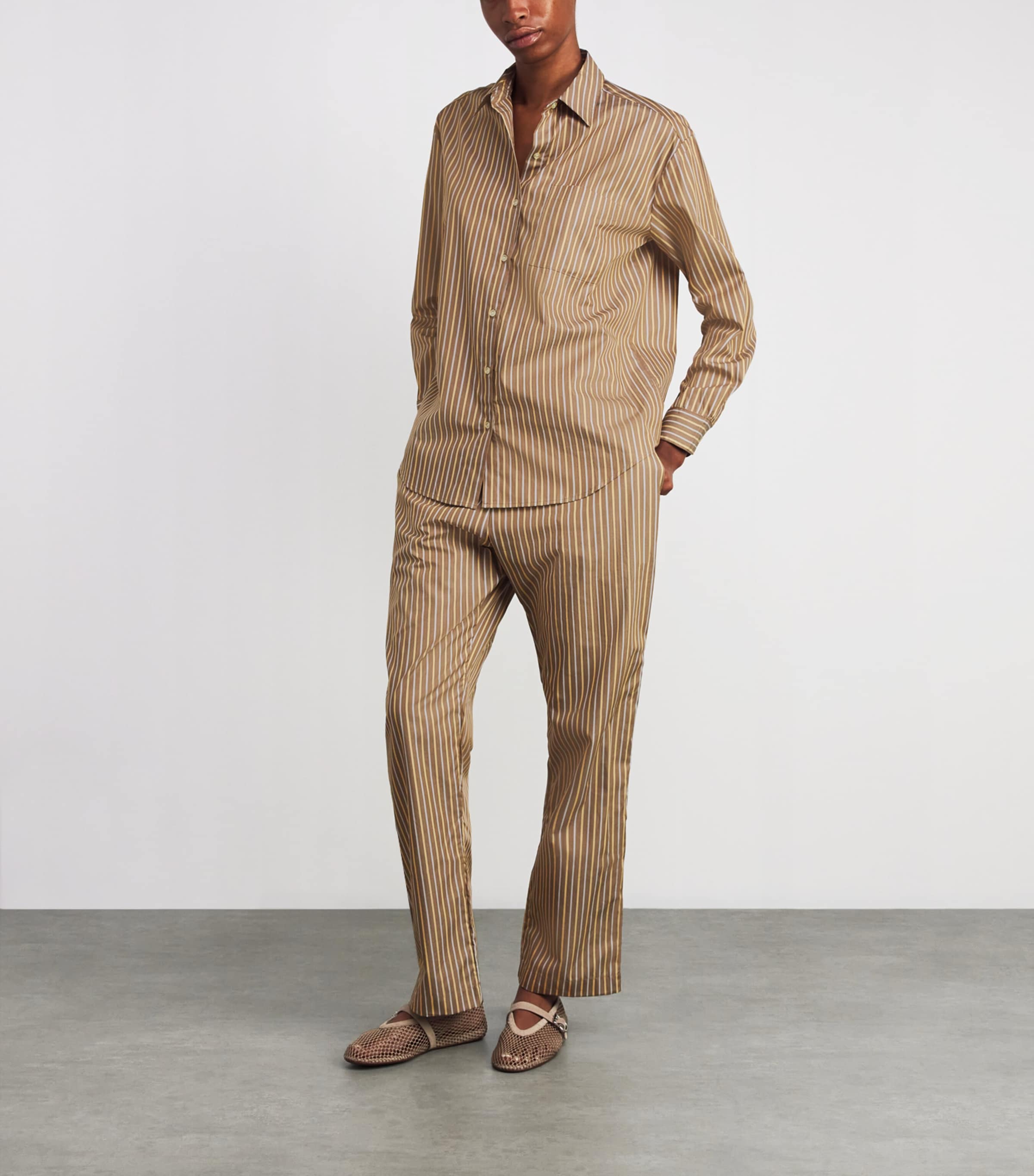 Cotton-Blend Stripe Yoshi Trousers MOCHA/BROWN STRIPE Image 2