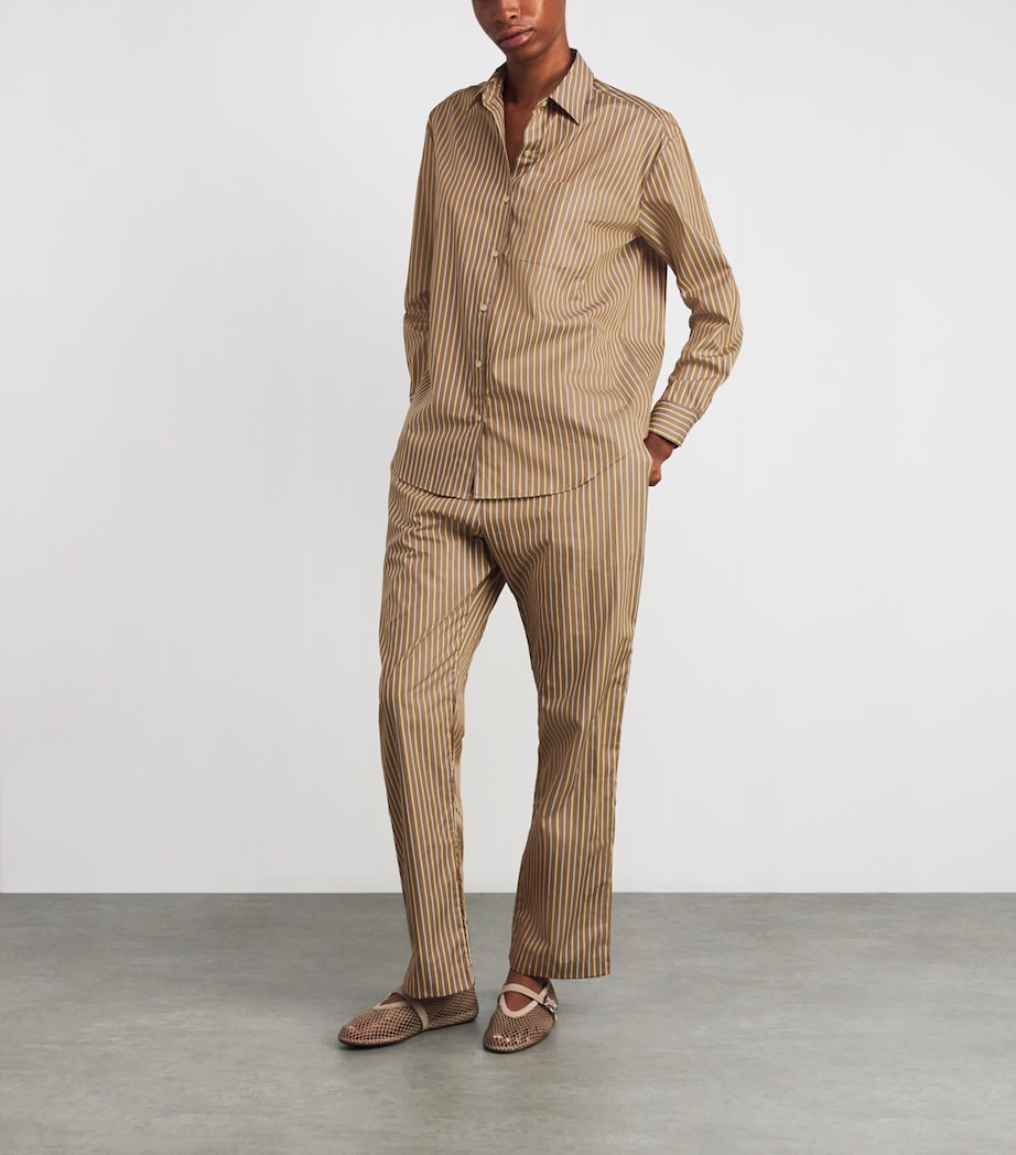 Cotton-Blend Stripe Yoshi Trousers MOCHA/BROWN STRIPE Image 2