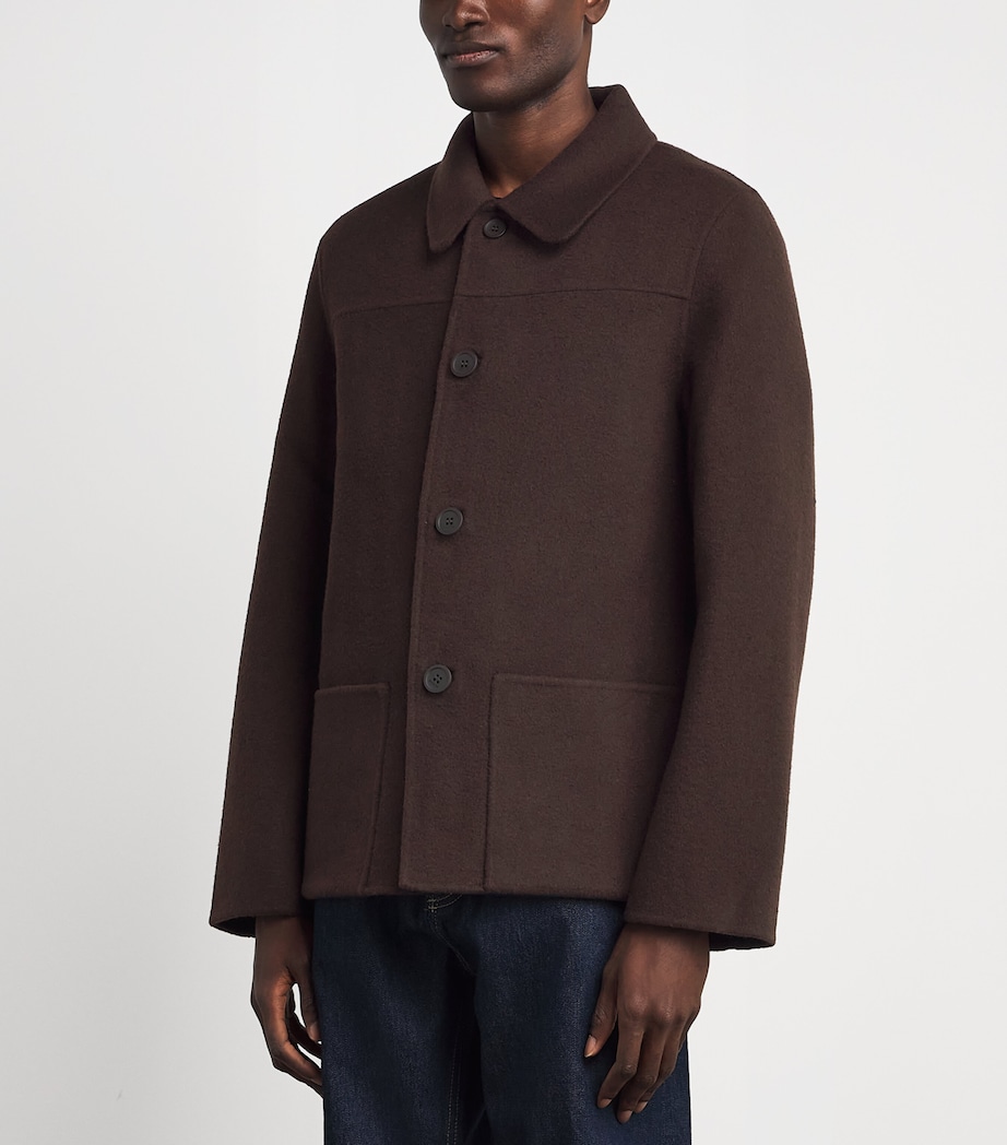 Sandro Paris Mens Wool-Blend Double-Face Jacket Chocolate Image 4