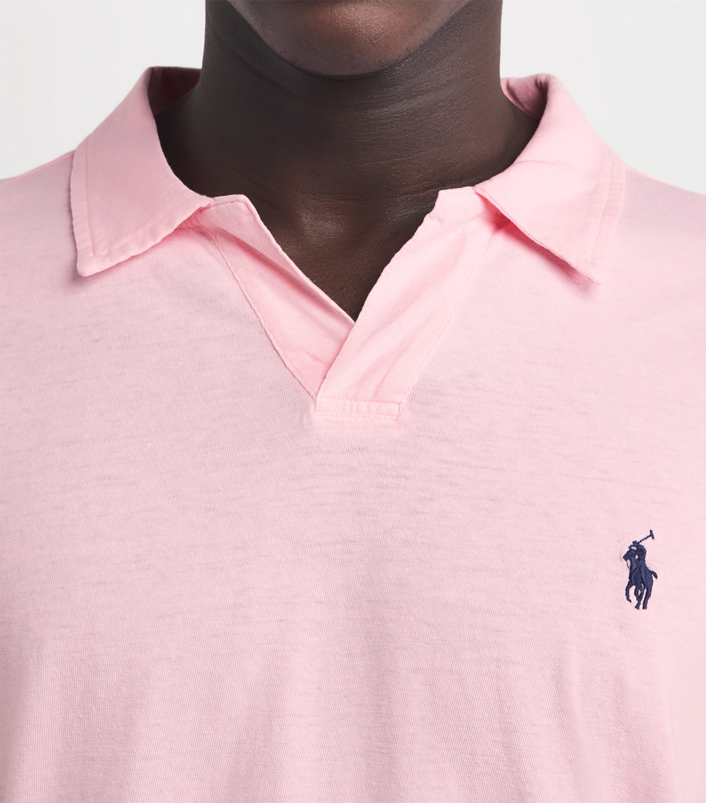 Polo Ralph Lauren Mens Cotton-Linen Open-Collar Polo Shirt Garden Pink Image 3
