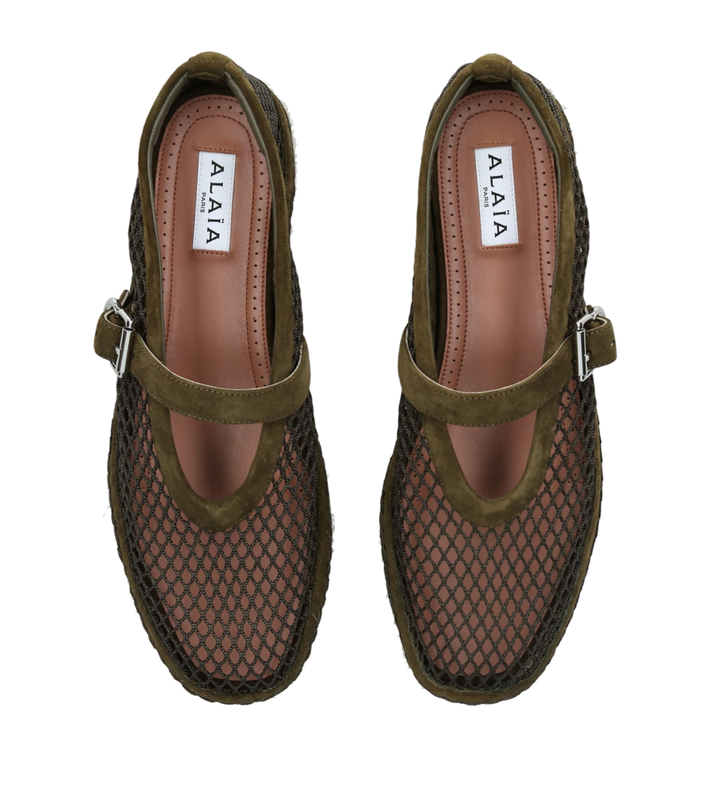 Alaïa Suede Mesh Espadrilles Khaki Image 4