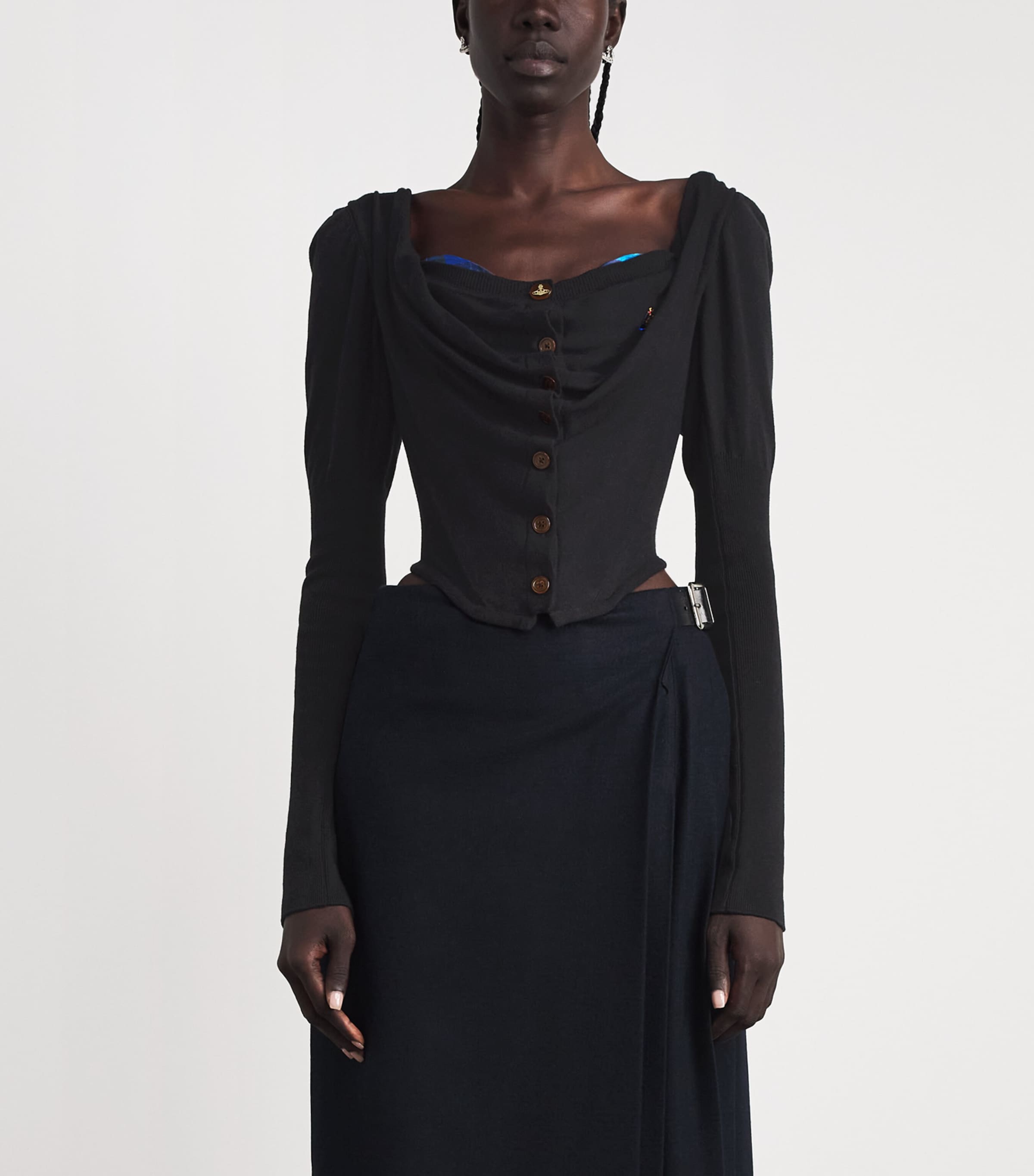 Vivienne Westwood Womens Cotton-Cashmere Bea Cropped Cardigan Black Image 4