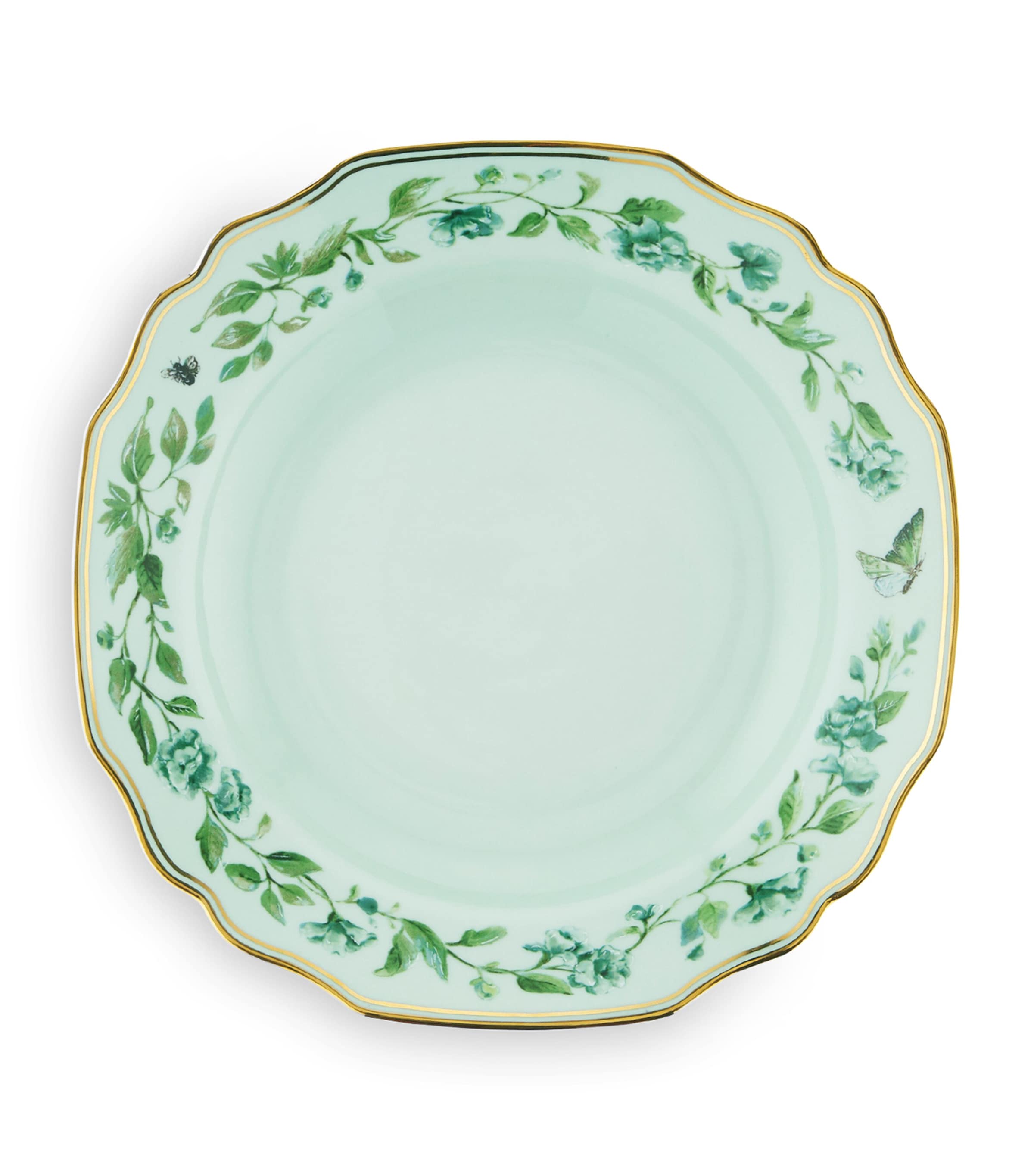 Shop Aquazzura Set Of 2 Secret Garden Soup Plates In Green