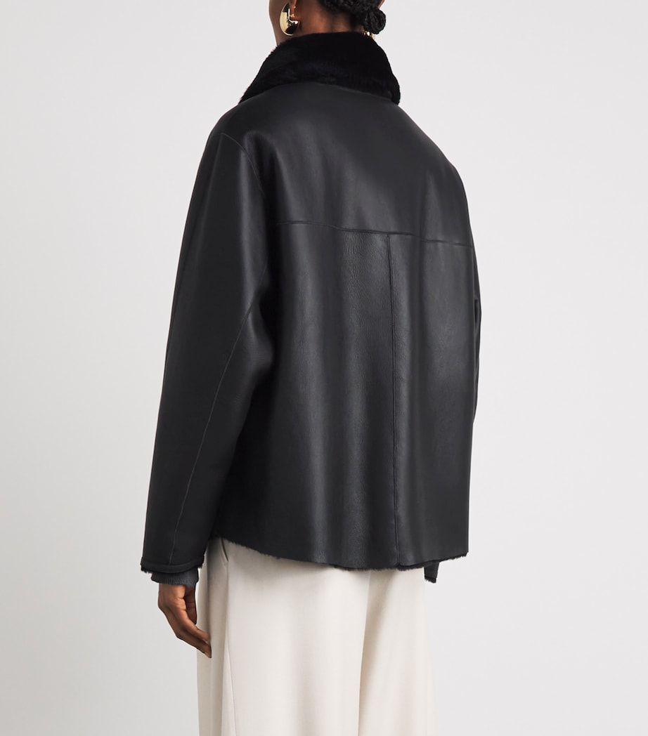 Kiton Womens Shearling Reversible Jacket Black Image 7