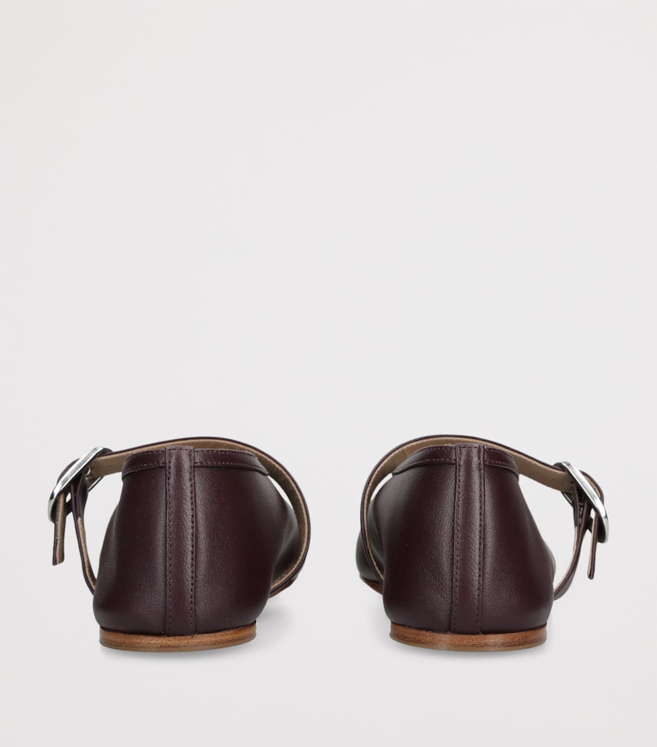 Le Monde Beryl Leather Stella Flats Wine Image 2