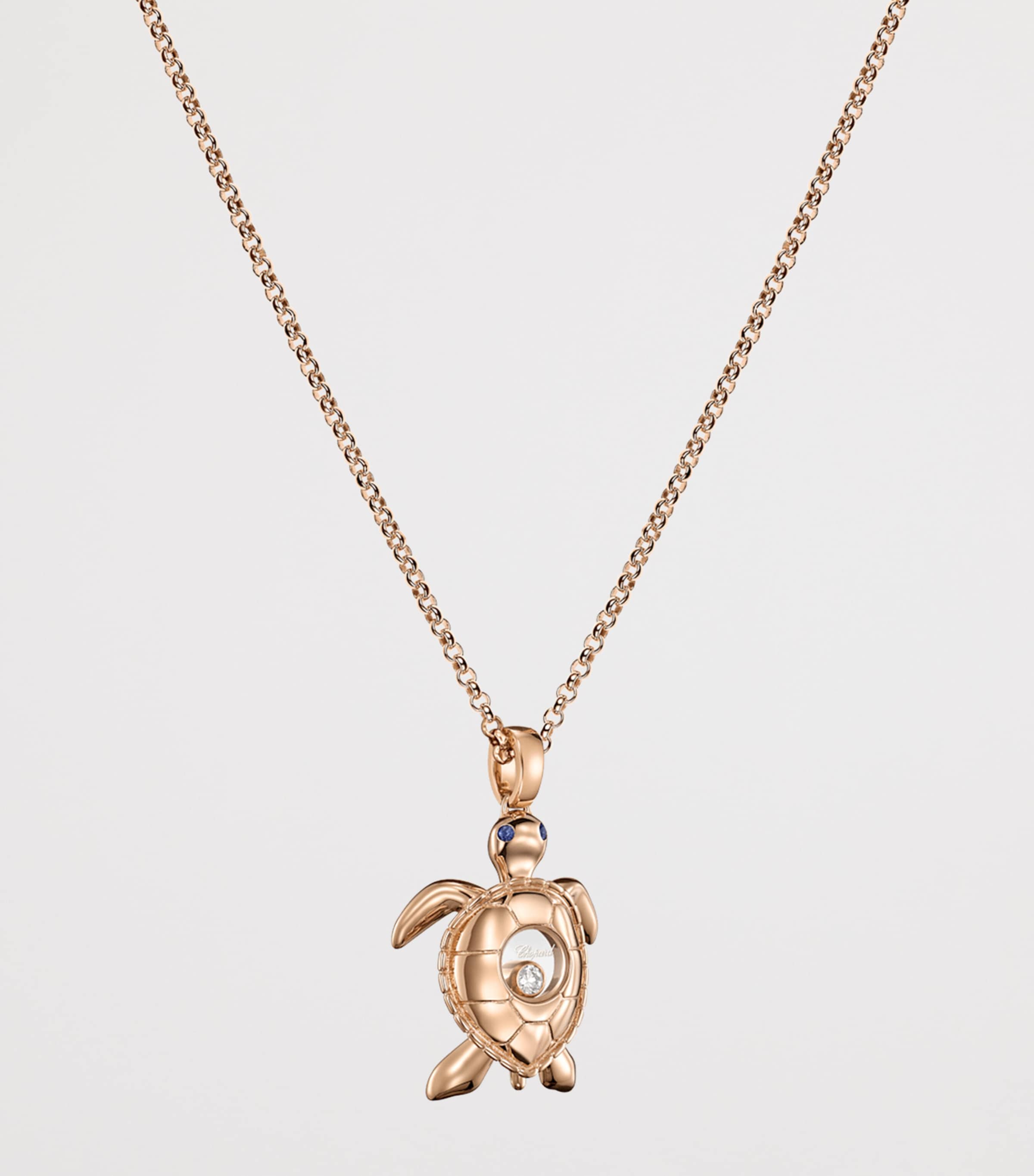 Rose Gold and Diamond Happy Diamonds Turtle Necklace 18K ROSE GOLD Image 3