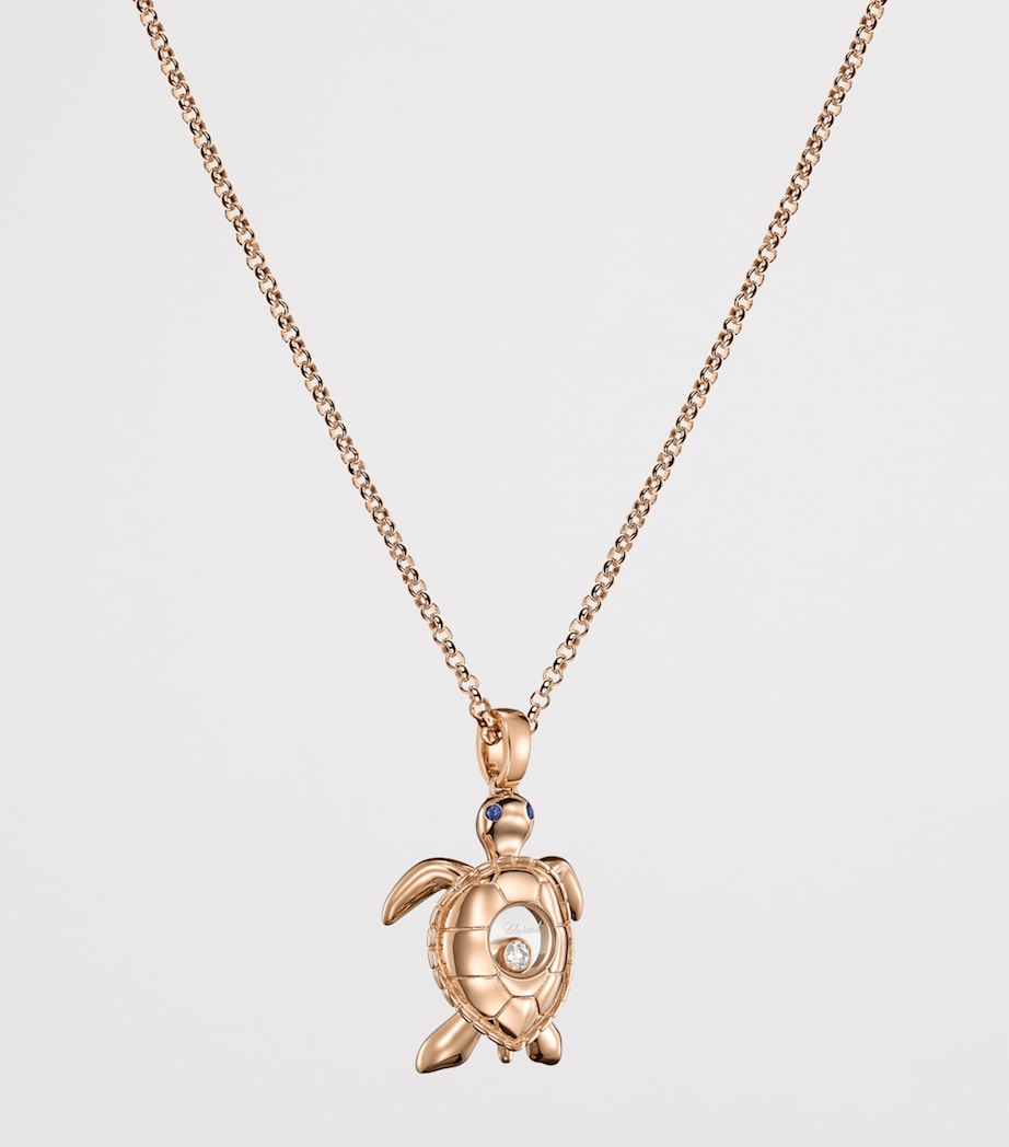 Rose Gold and Diamond Happy Diamonds Turtle Necklace 18K ROSE GOLD Image 3