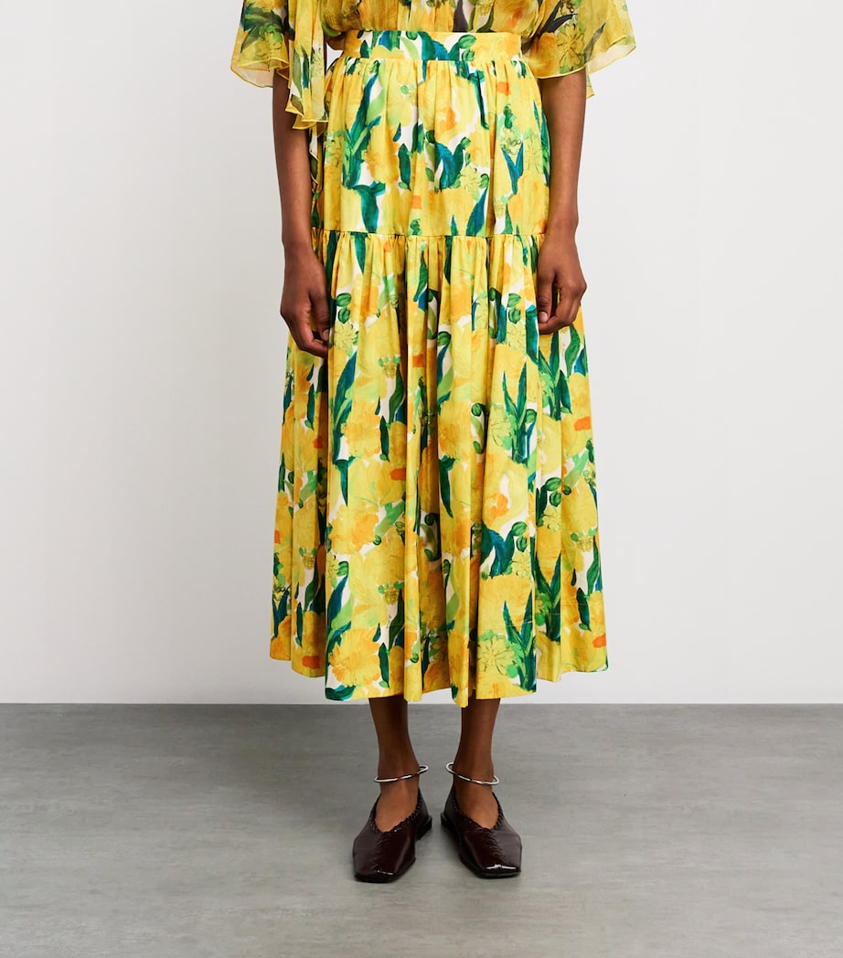 Floral Pleated Oscar Maxi Skirt YE02 ZESTY Image 3