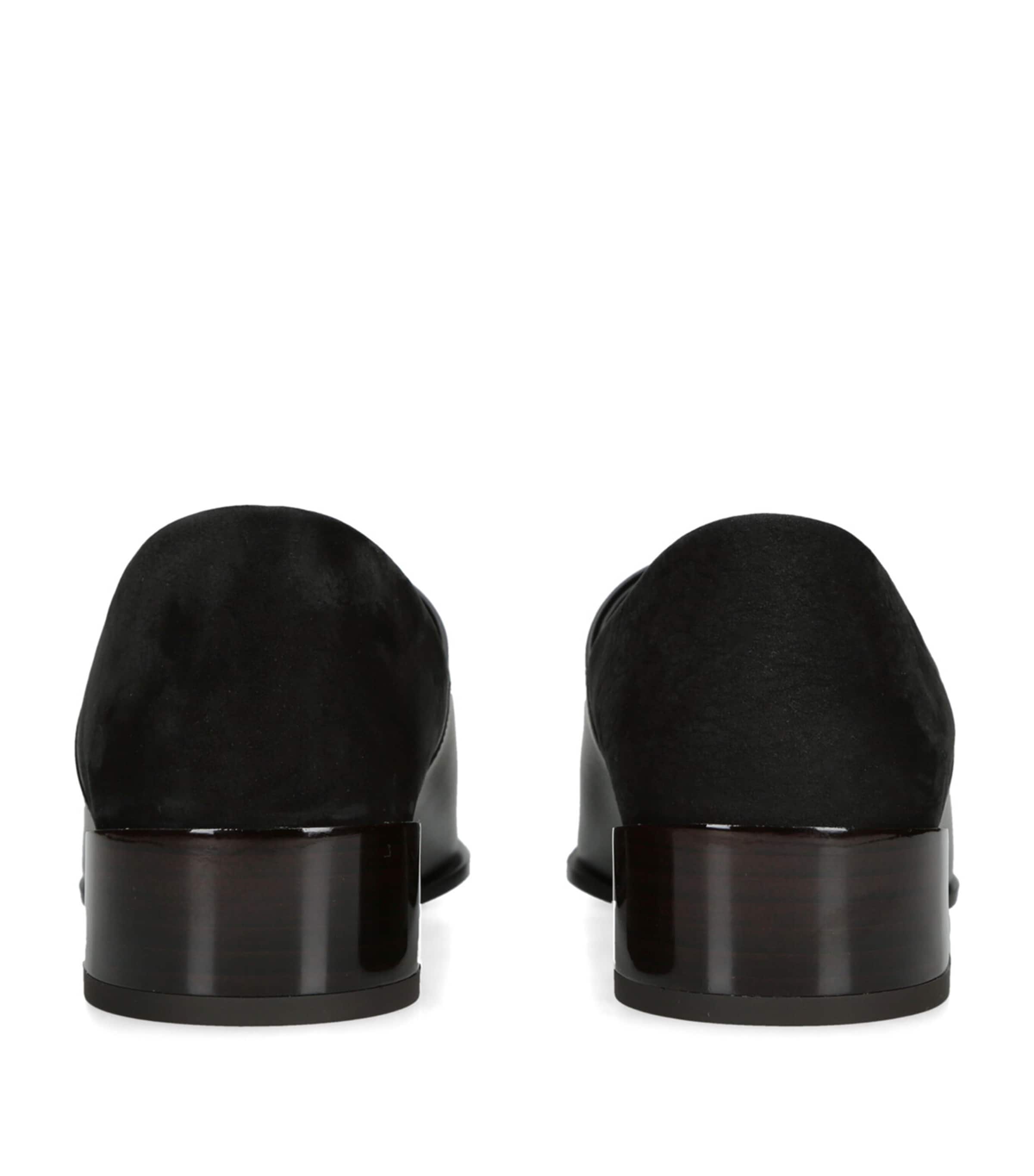 Leather Square-Toe Loafers 20 BLACK Image 2