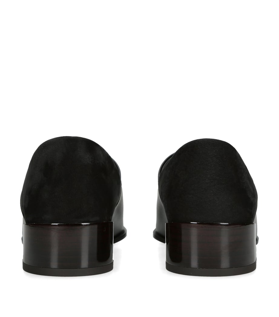 Leather Square-Toe Loafers 20 BLACK Image 2