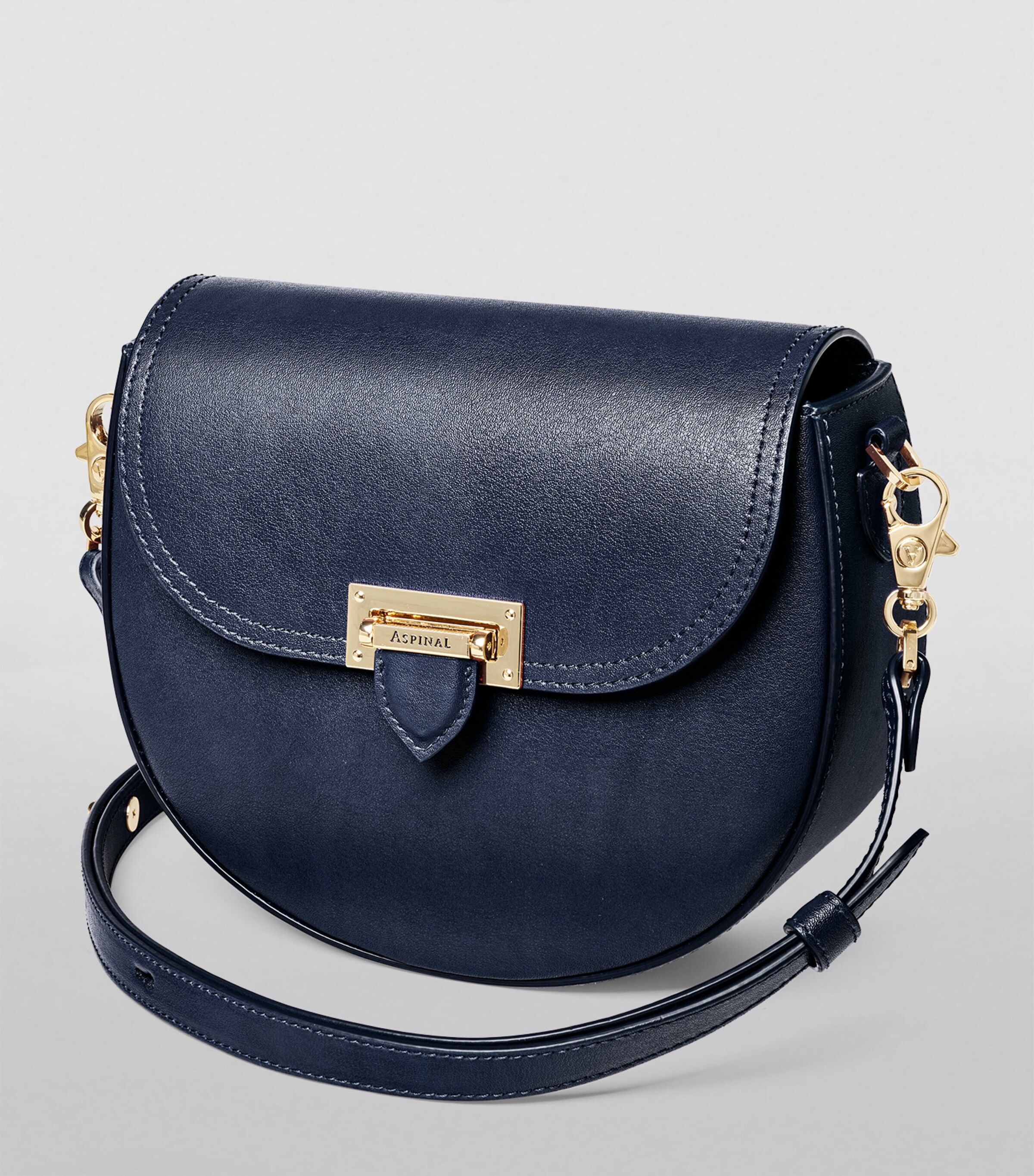 Aspinal Of London Leather Portobello Cross-Body Bag Navy Image 2