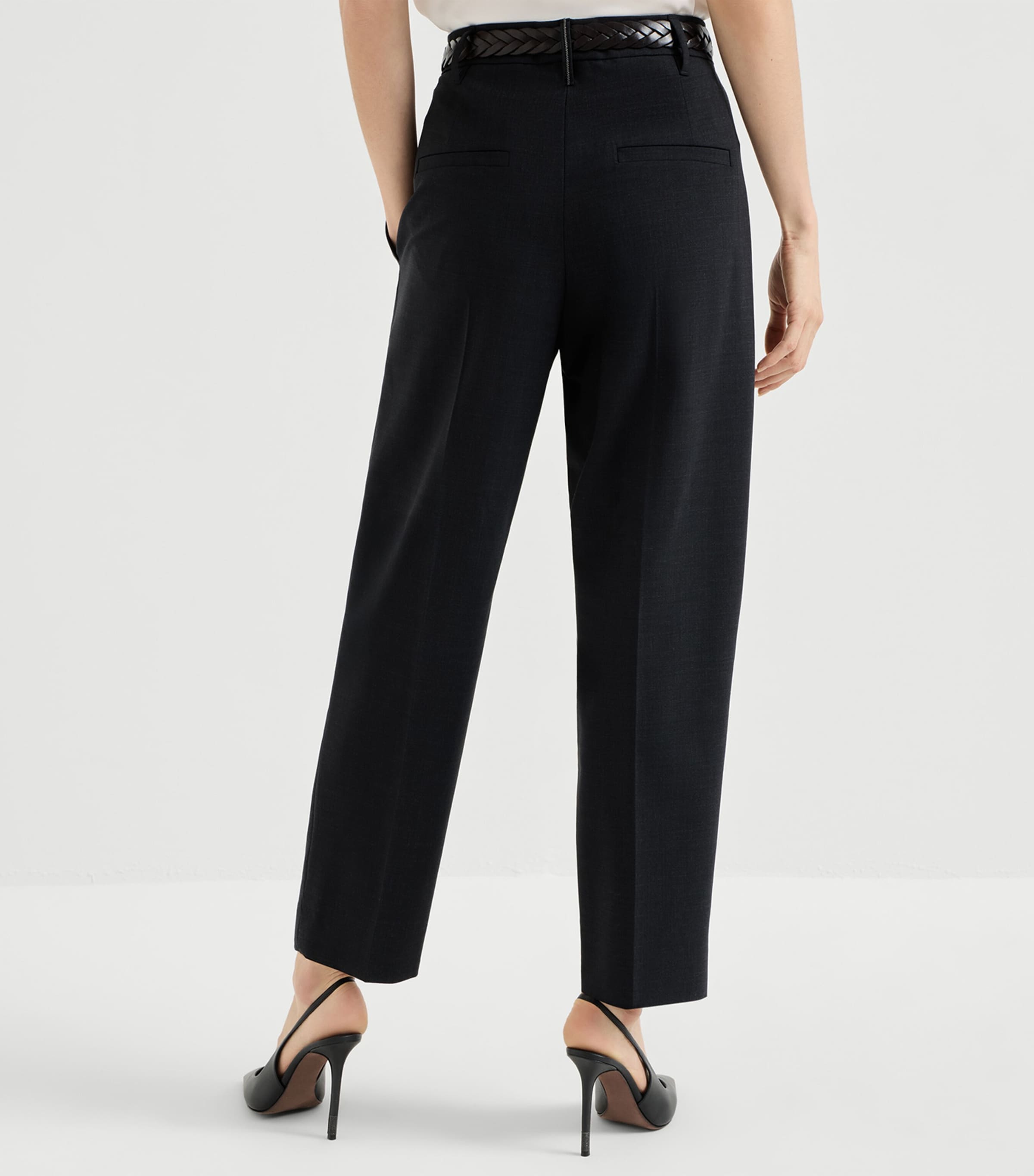 Brunello Cucinelli Womens Virgin Wool-Blend Slouchy Trousers Image 5