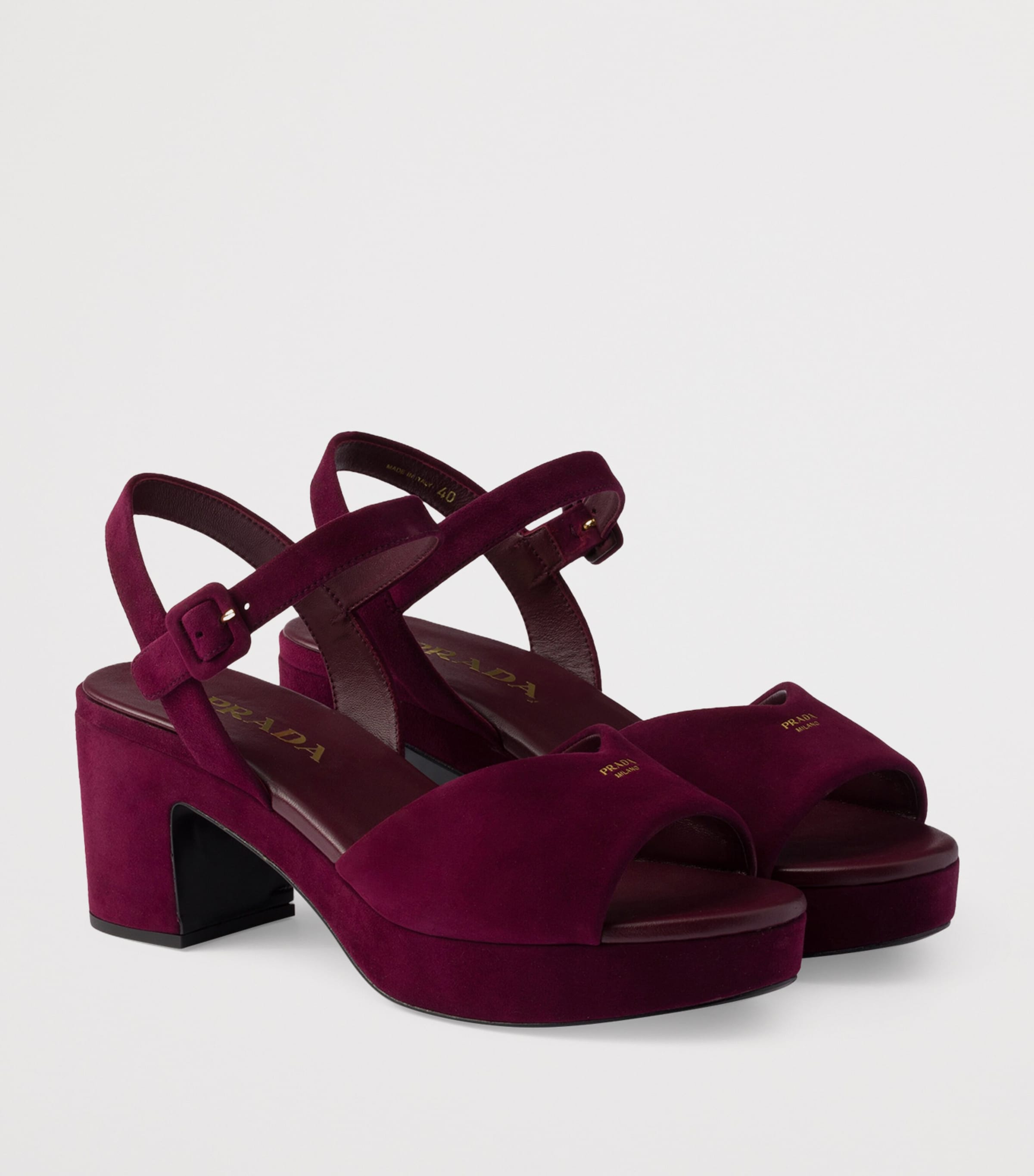Prada Suede Padded Heeled Sandals 65 Image 2