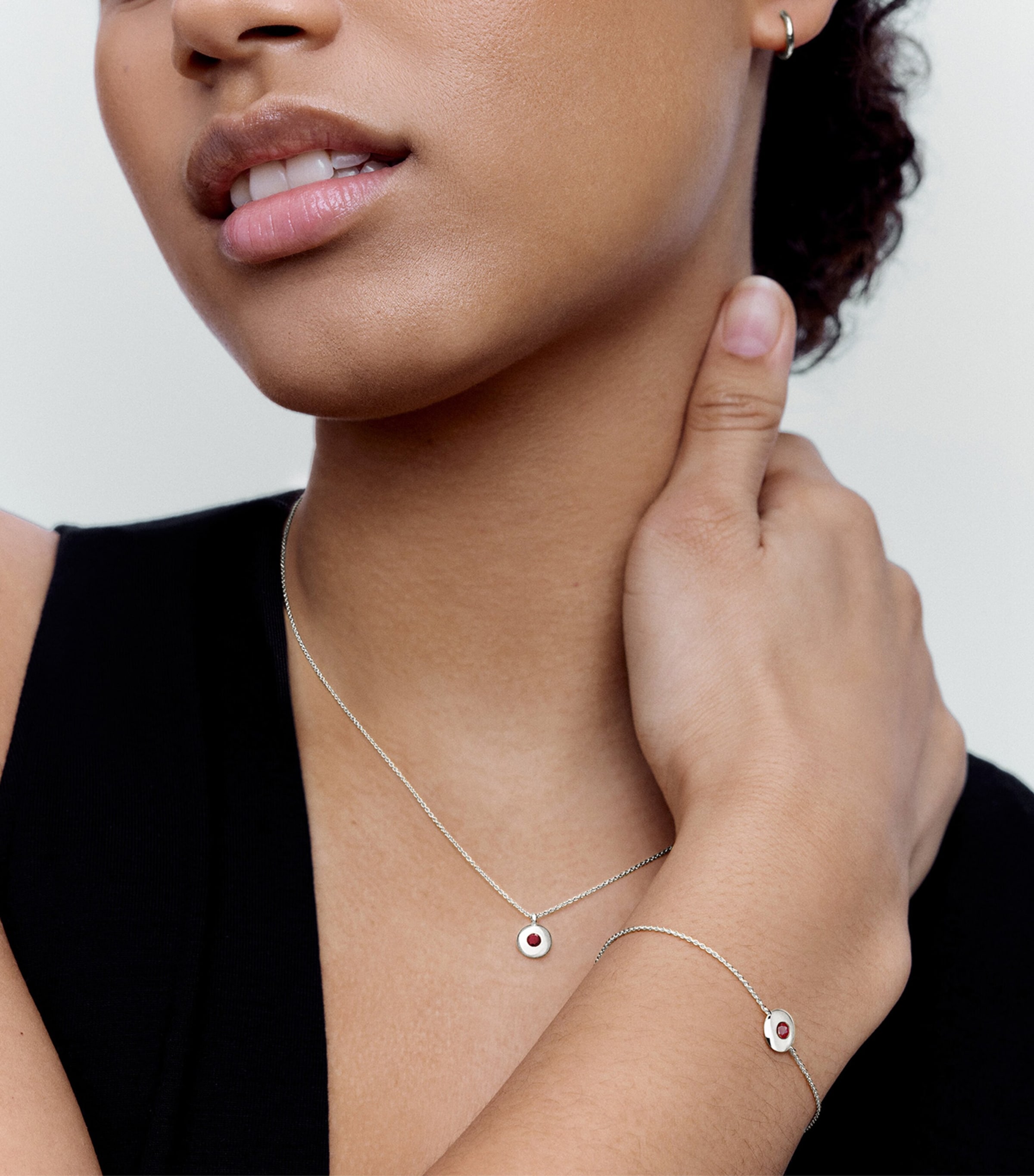 Monica Vinader Sterling Silver and Ruby July Birthstone Necklace — photo 6