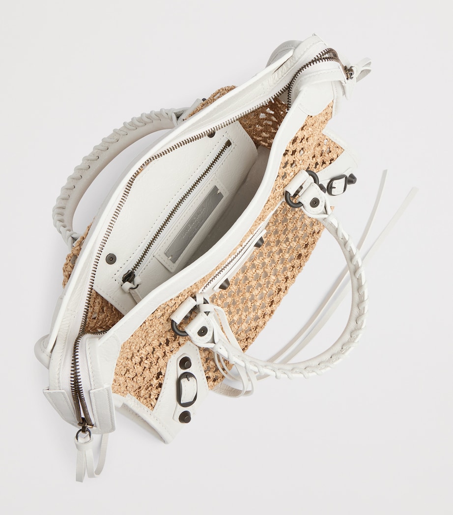Balenciaga Small Raffia-Lambskin Le City Top-Handle Bag Image 6