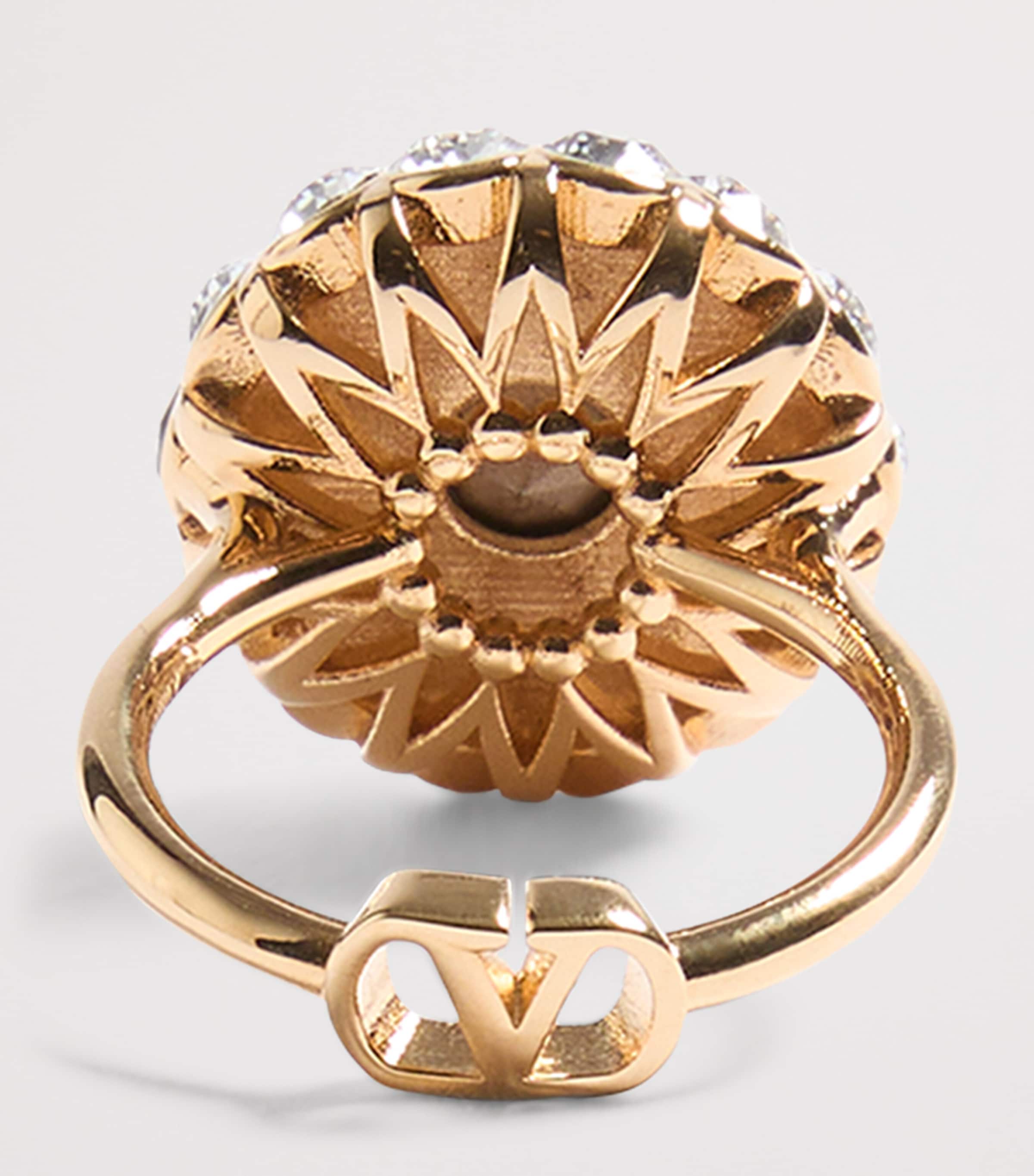 VALENTINO＞＞VLogoクリスタル装飾リング Valentino Garavani VLogo Signature Crystal Ring | Silver
