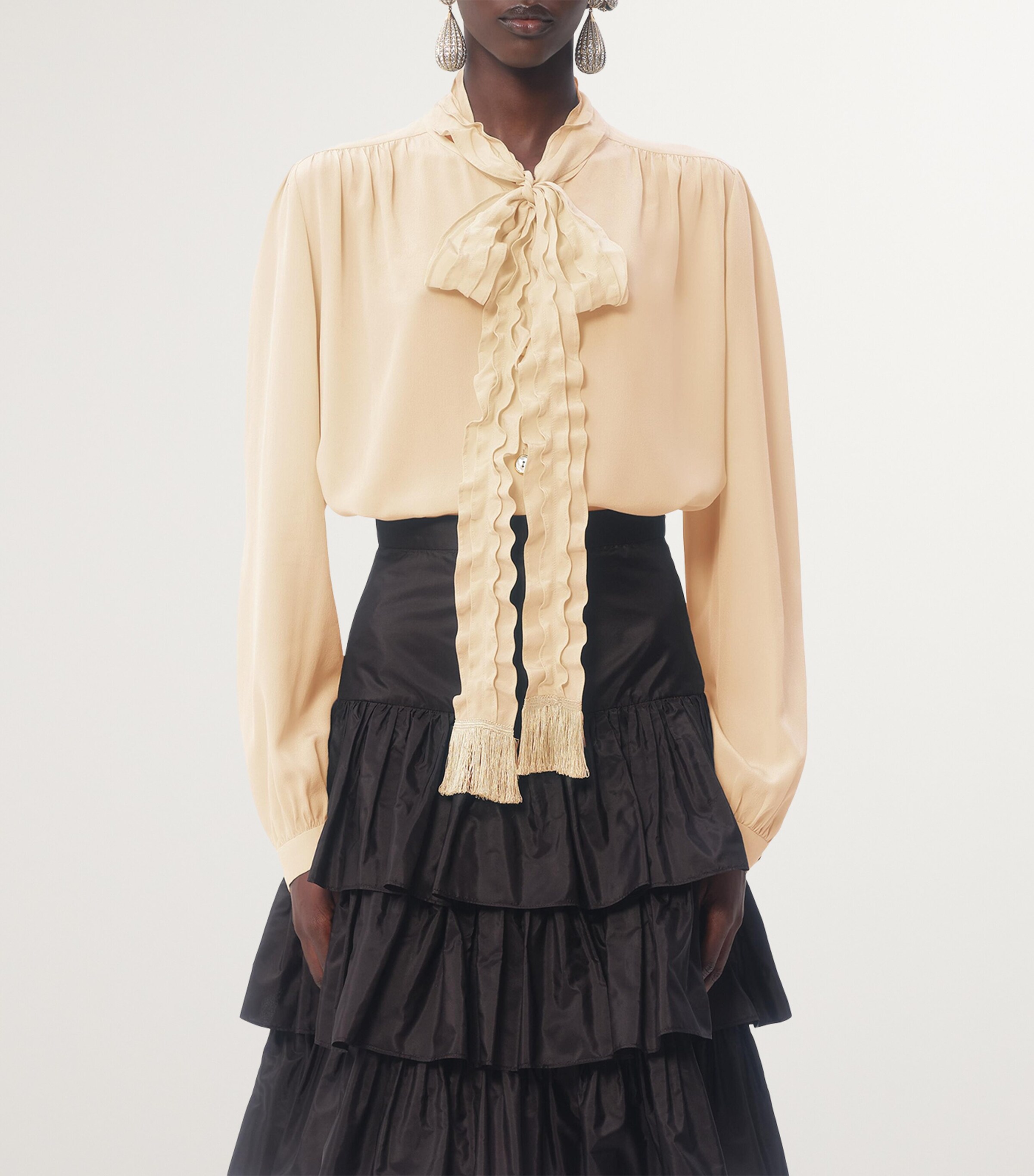 Valentino Womens Silk Tasselled-Pussybow Blouse Image 9