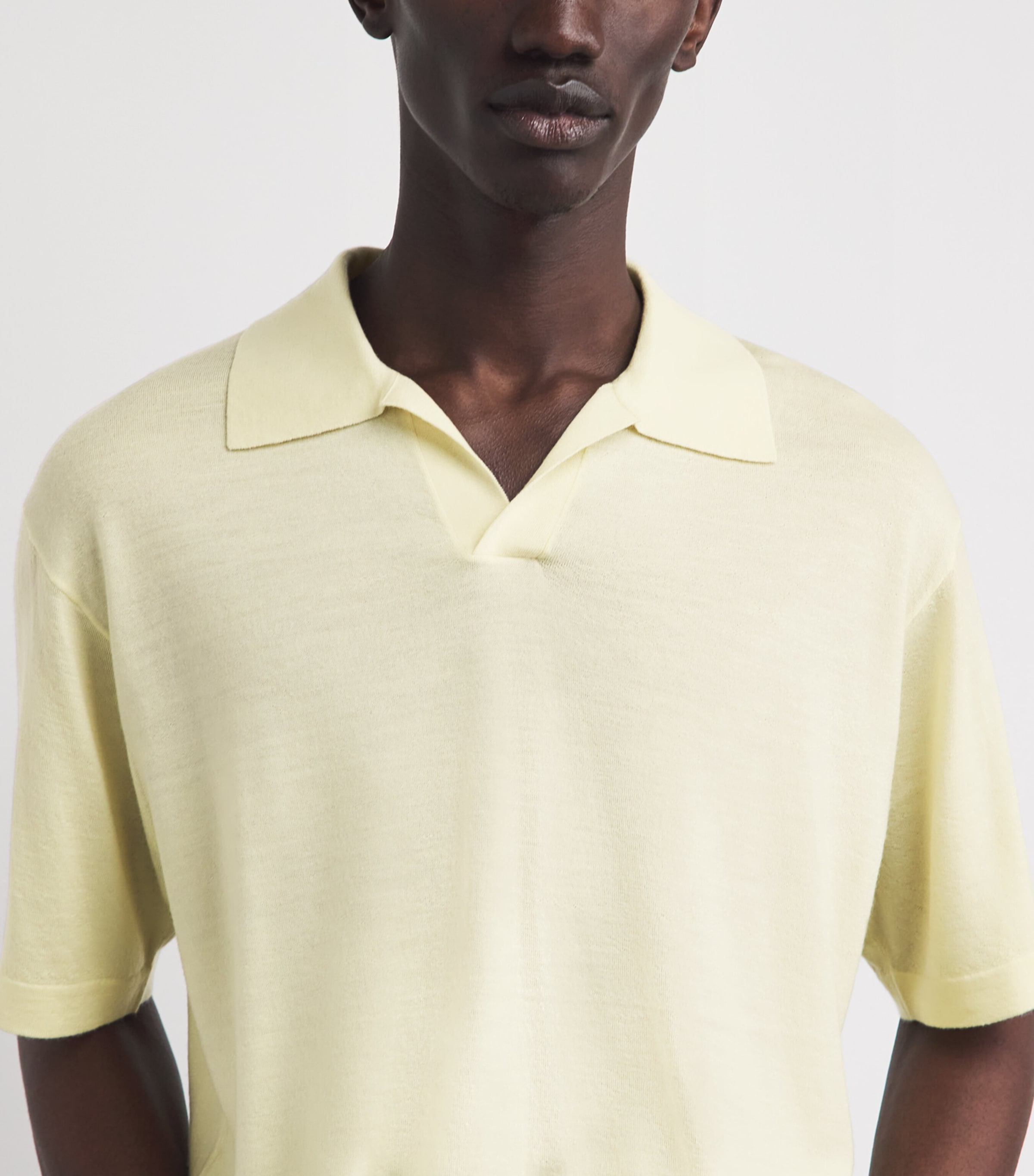 FRAME Mens Merino-Cashmere Short-Sleeve Polo Sweater Paly Image 3